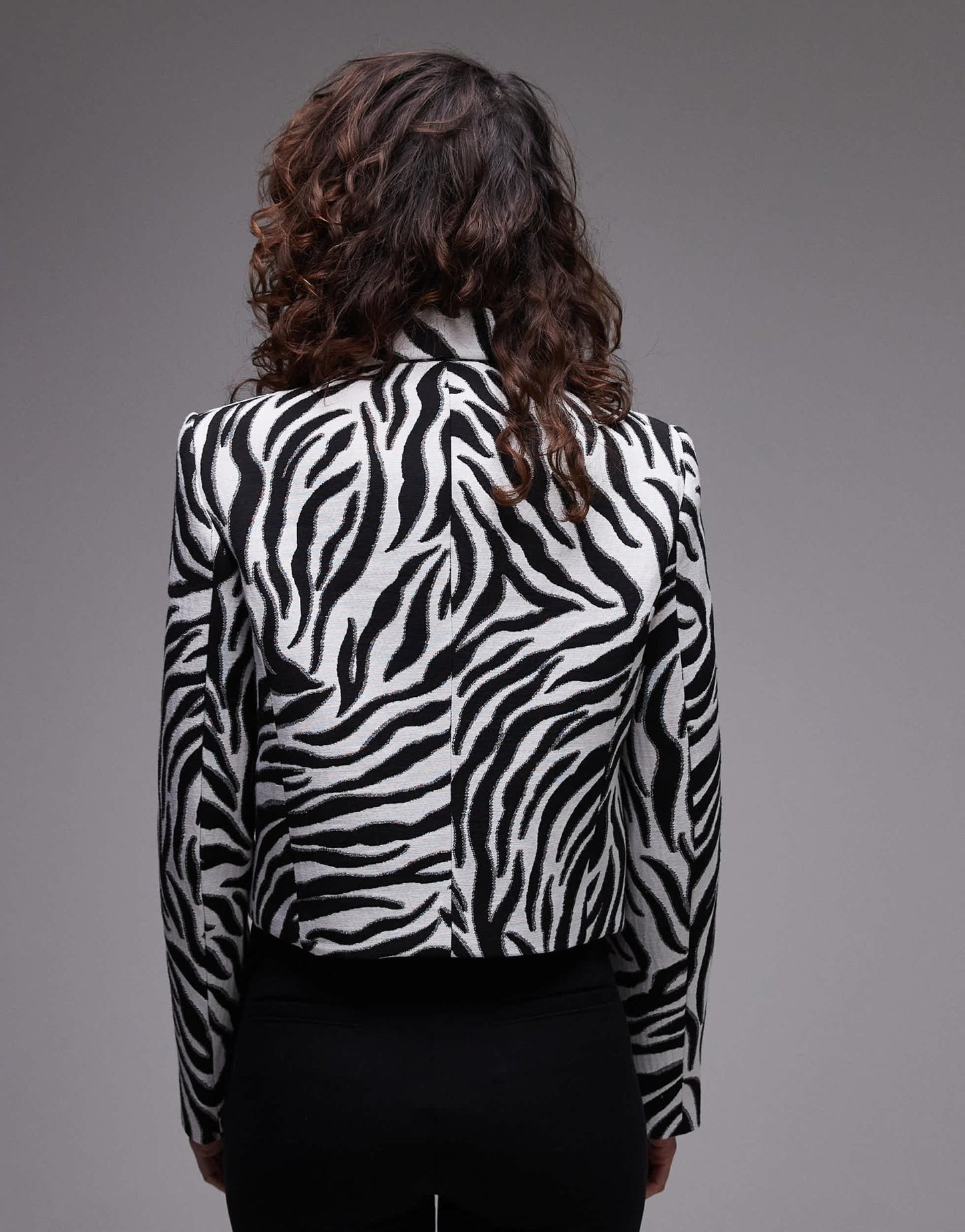 Mango zebra print cropped jacket in white - ASOS Sample Sale