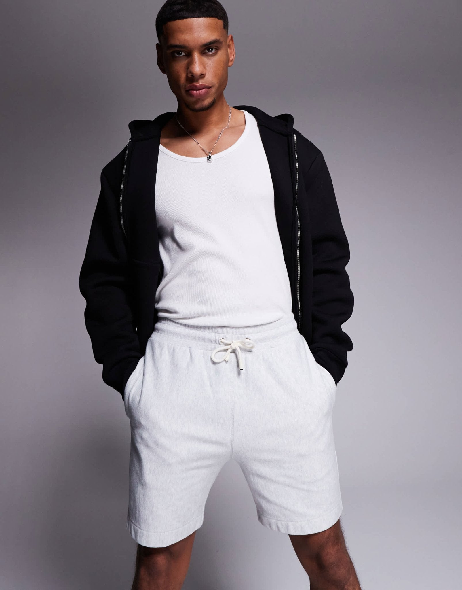 Marshall Artist foundation shorts in grey marl - ASOS Sample Sale