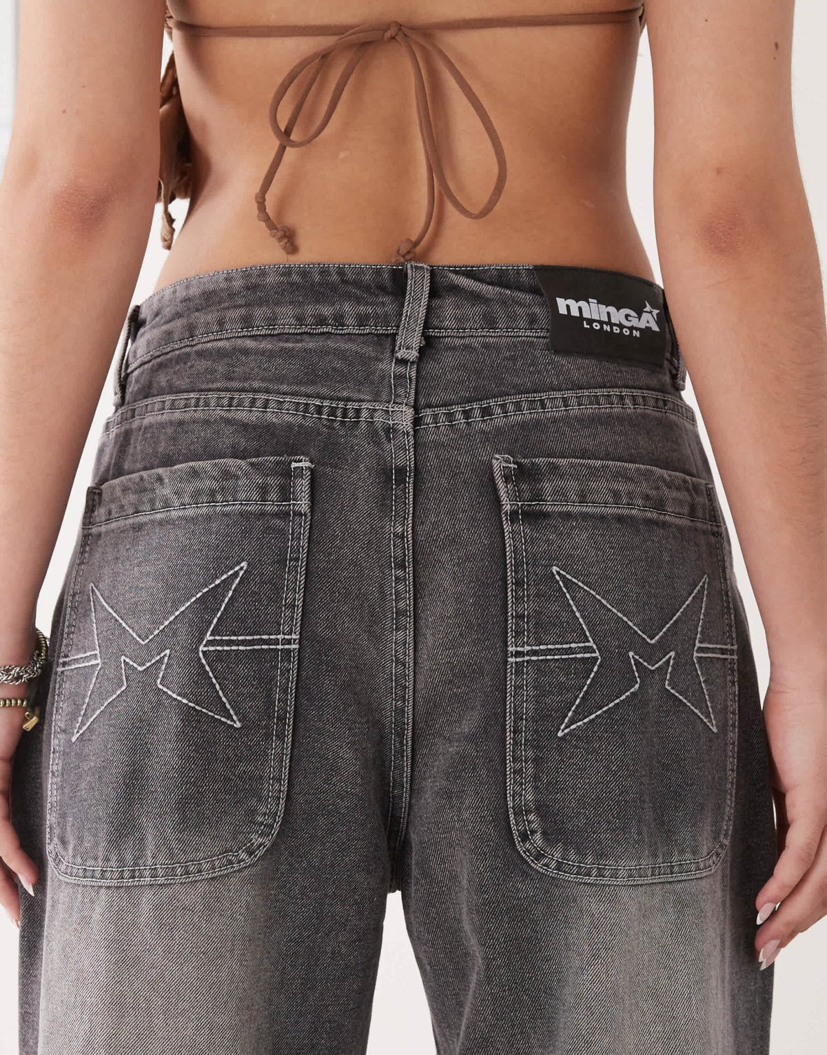 Minga London seam detail washed baggy jeans in black - ASOS Sample Sale
