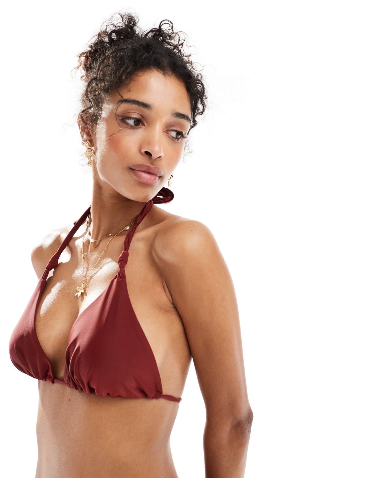 Miss selfrdige mix and match knot triangle bikini top in burg - ASOS Sample Sale