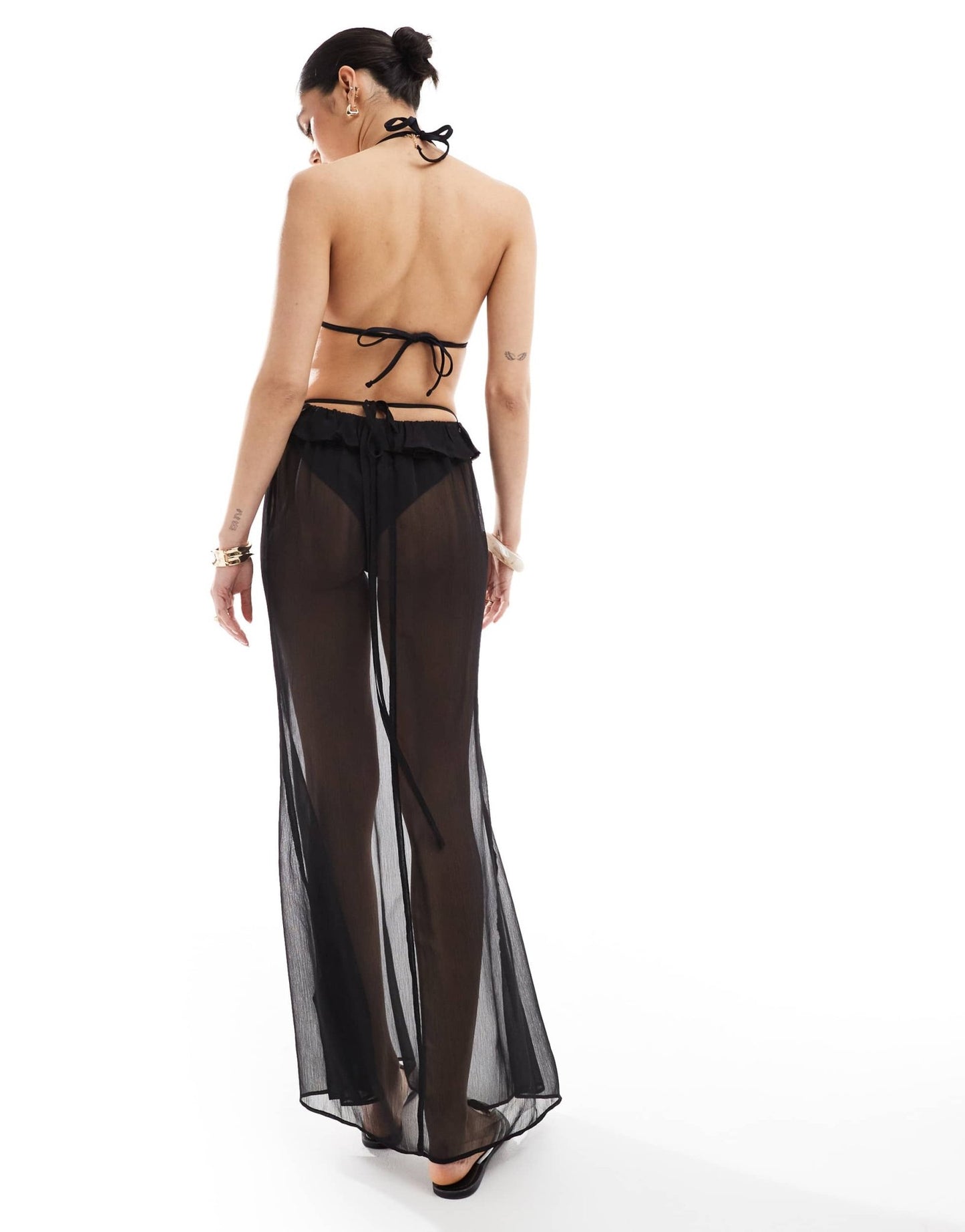 Miss Selfridge beach chiffon maxi skirt in black - ASOS Sample Sale