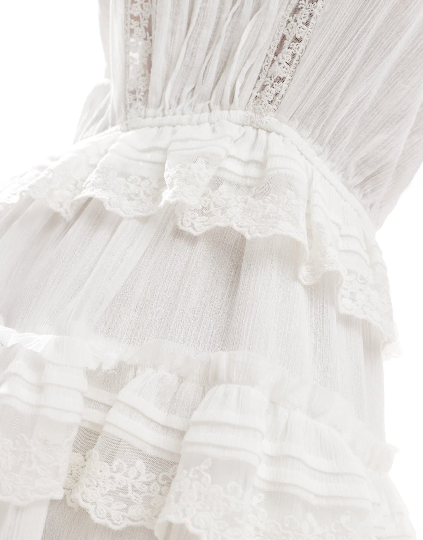 Miss Selfridge beach premium cheesecloth playsuit in cream - ASOS Sample Sale
