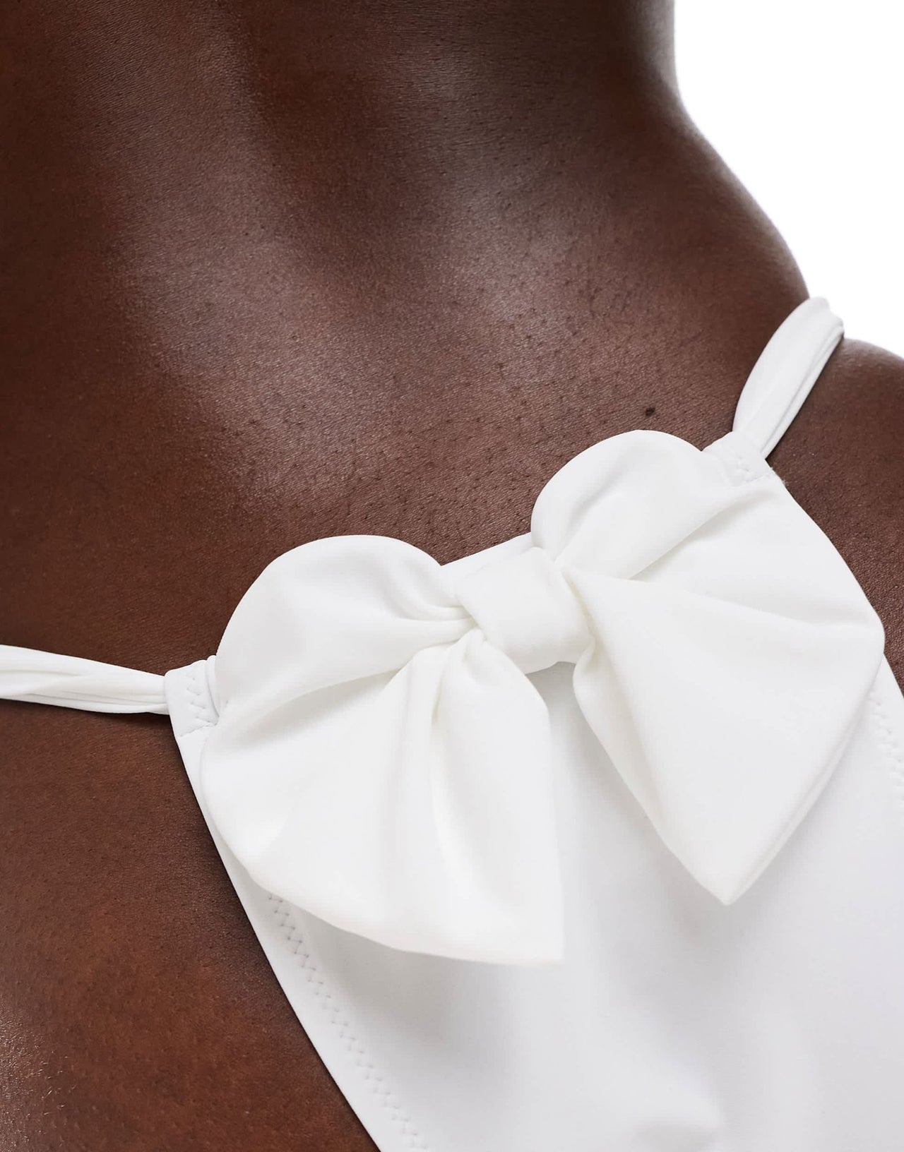 Miss Selfridge bow back high leg bikini bottom in cream - ASOS Sample Sale