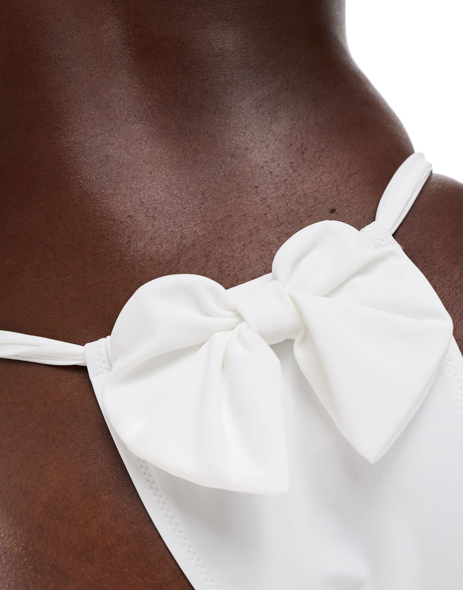 Miss Selfridge bow back high leg bikini bottom in cream - ASOS Sample Sale