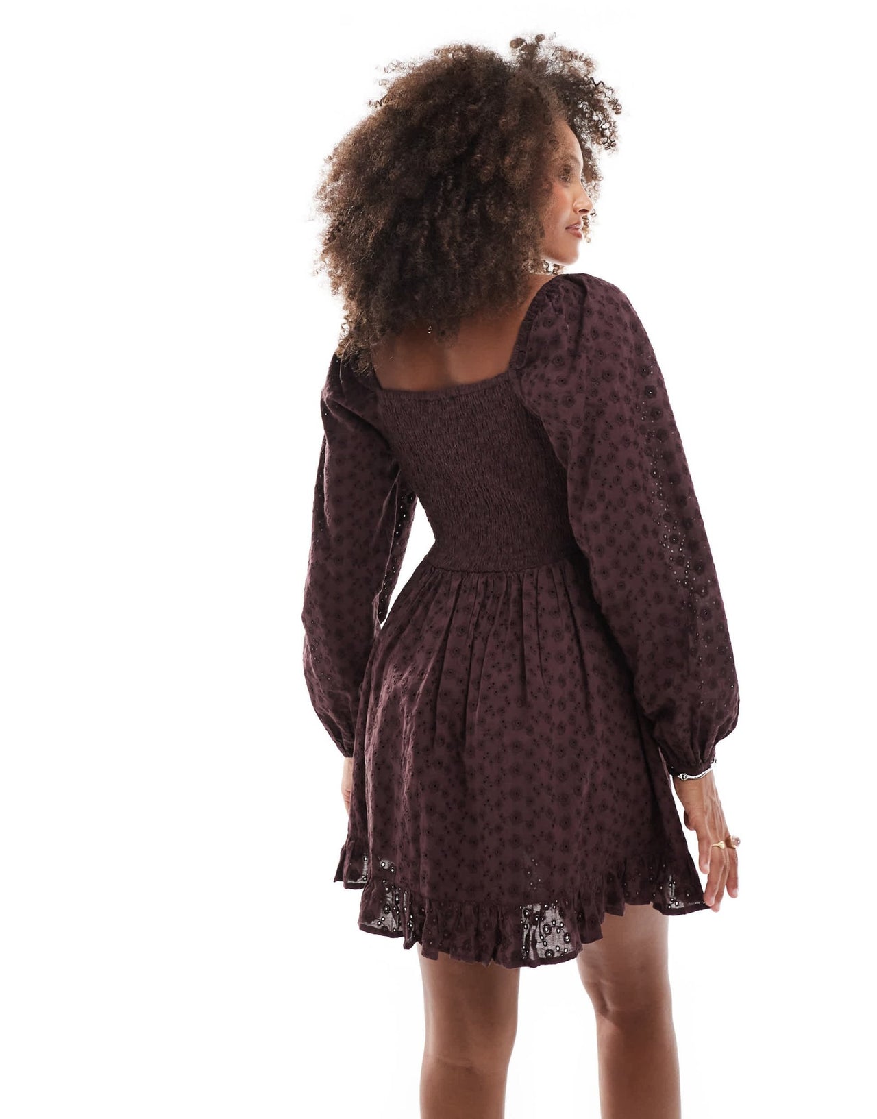 Miss Selfridge broderie corset mini dress in choc - ASOS Sample Sale