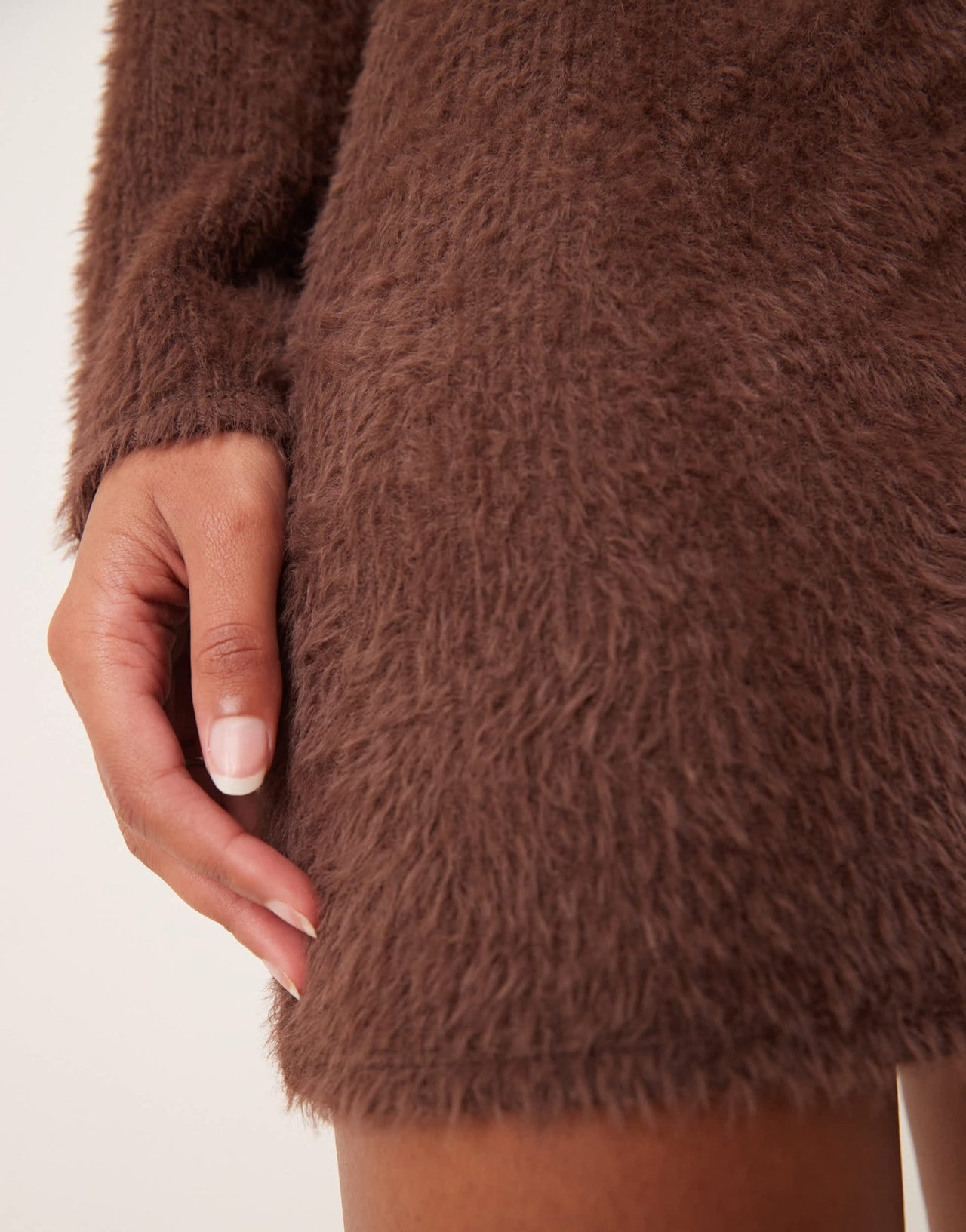 Miss Selfridge button detail brushed knit mini skirt co ord in chocolate - ASOS Sample Sale