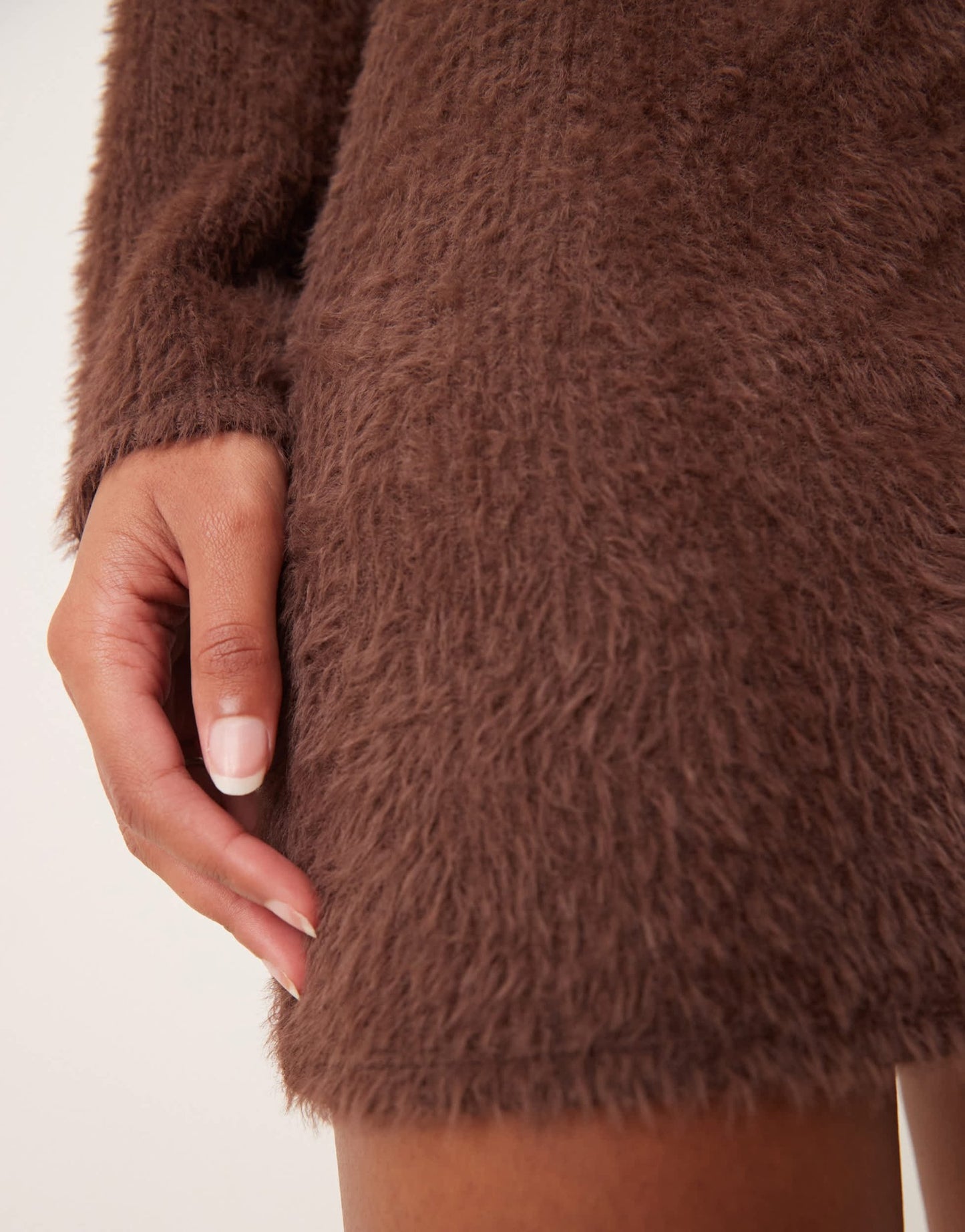Miss Selfridge button detail brushed knit mini skirt co ord in chocolate - ASOS Sample Sale