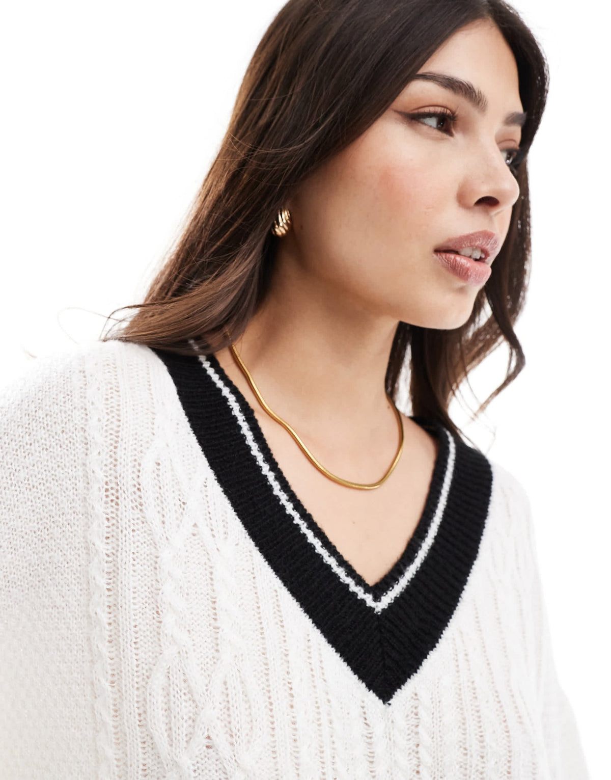 Miss Selfridge cable V neck varsity mini dress in cream - ASOS Sample Sale