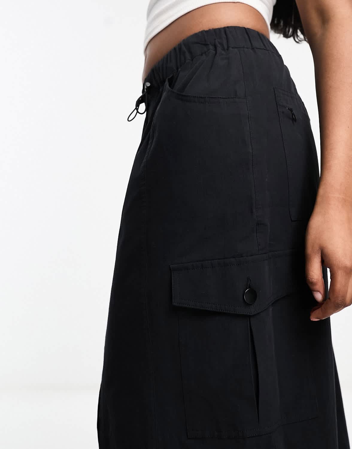 Miss Selfridge cargo pocket maxi skirt in black - ASOS Sample Sale
