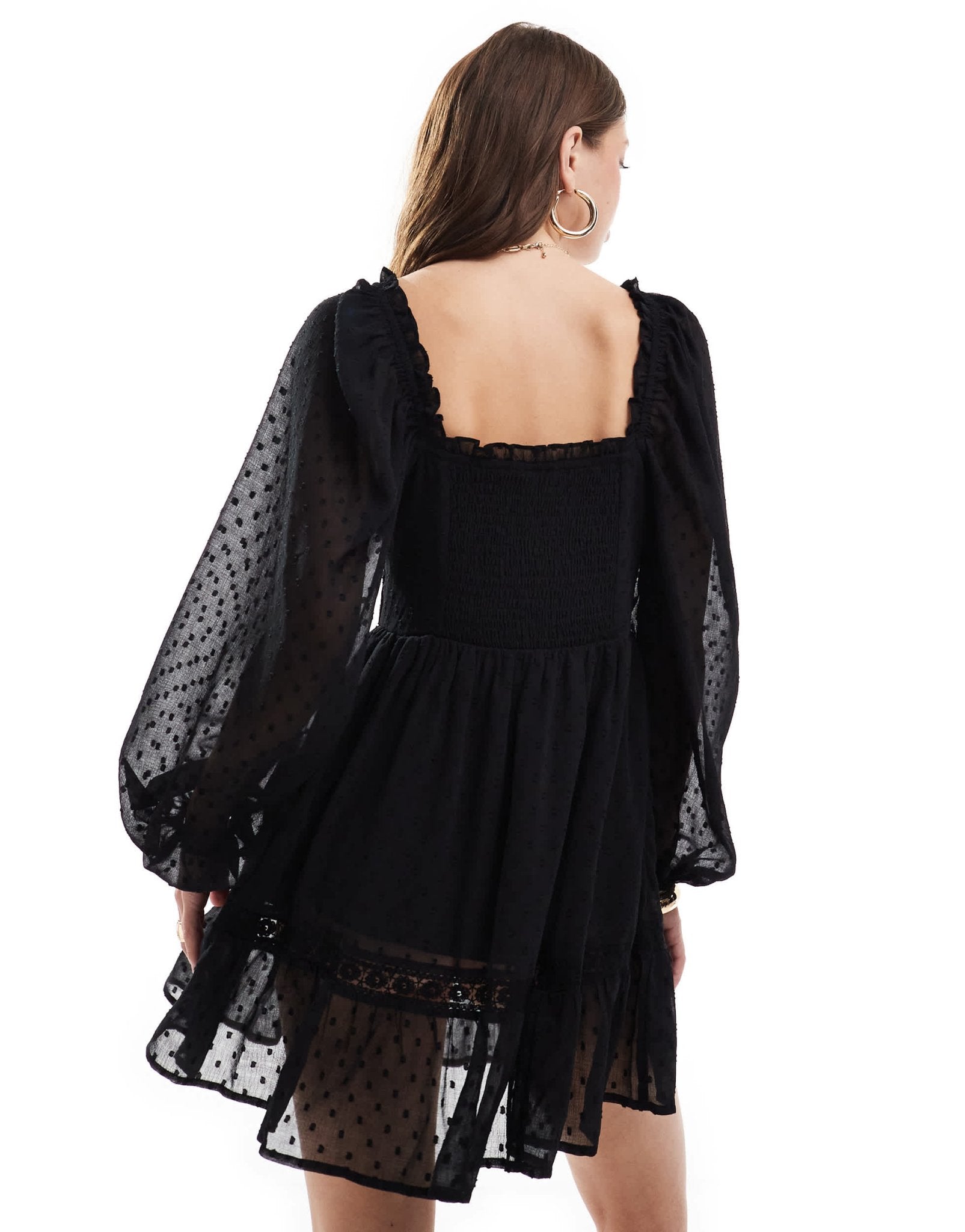 Miss Selfridge chiffon corset detail mini dress in black - ASOS Sample Sale
