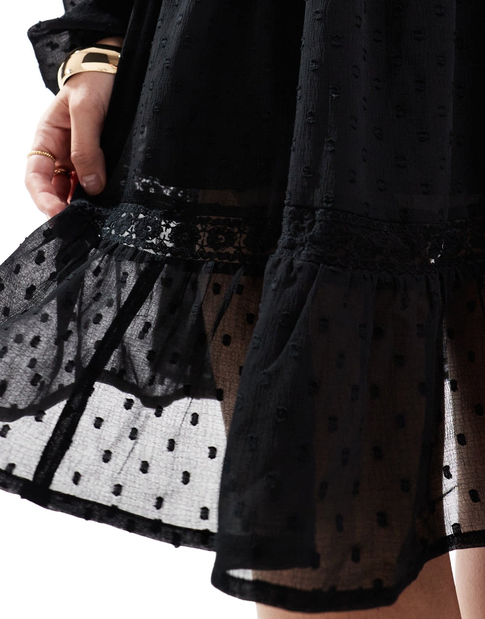 Miss Selfridge chiffon corset detail mini dress in black - ASOS Sample Sale