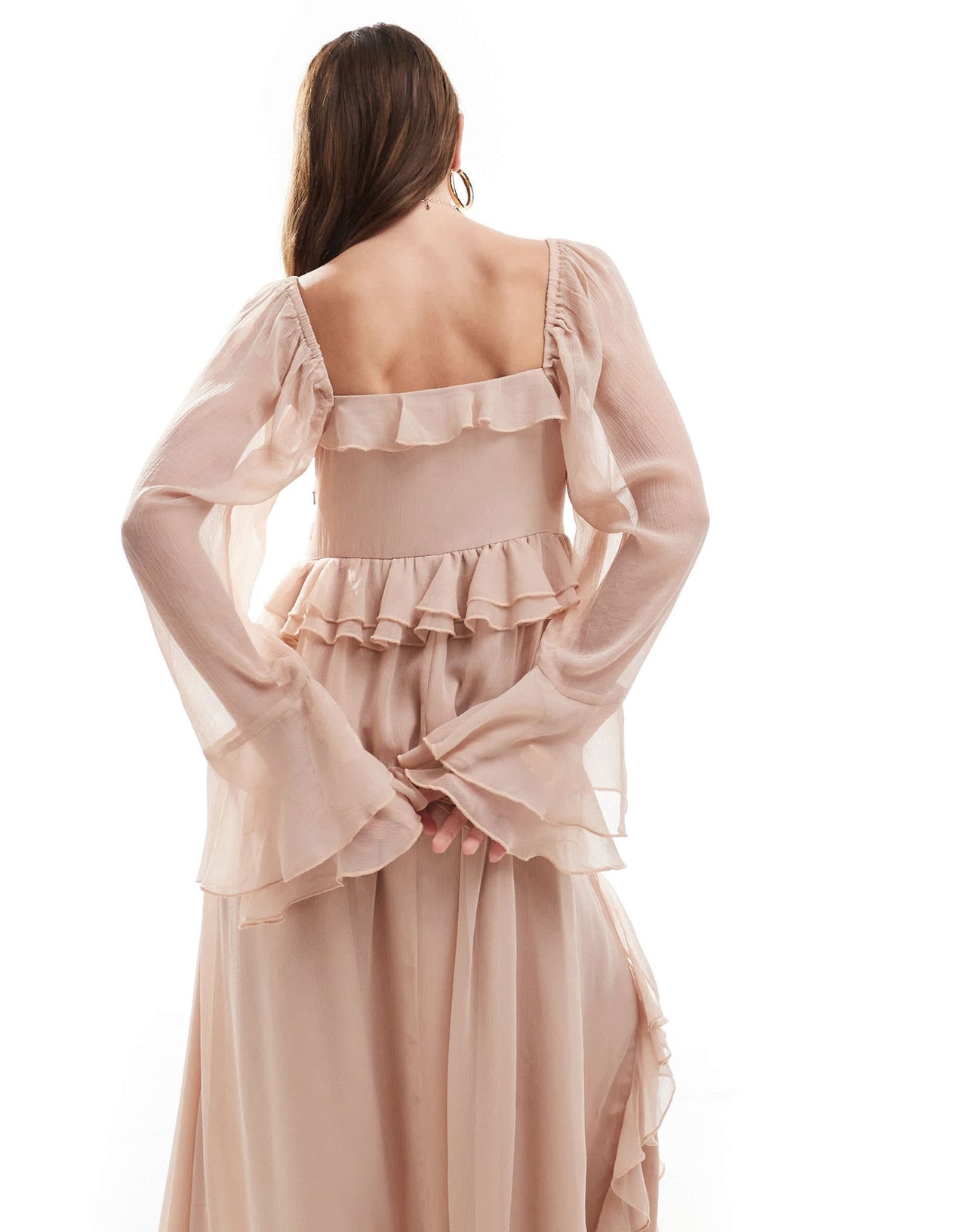 Miss Selfridge chiffon ruffle maxi dress in pink - ASOS Sample Sale