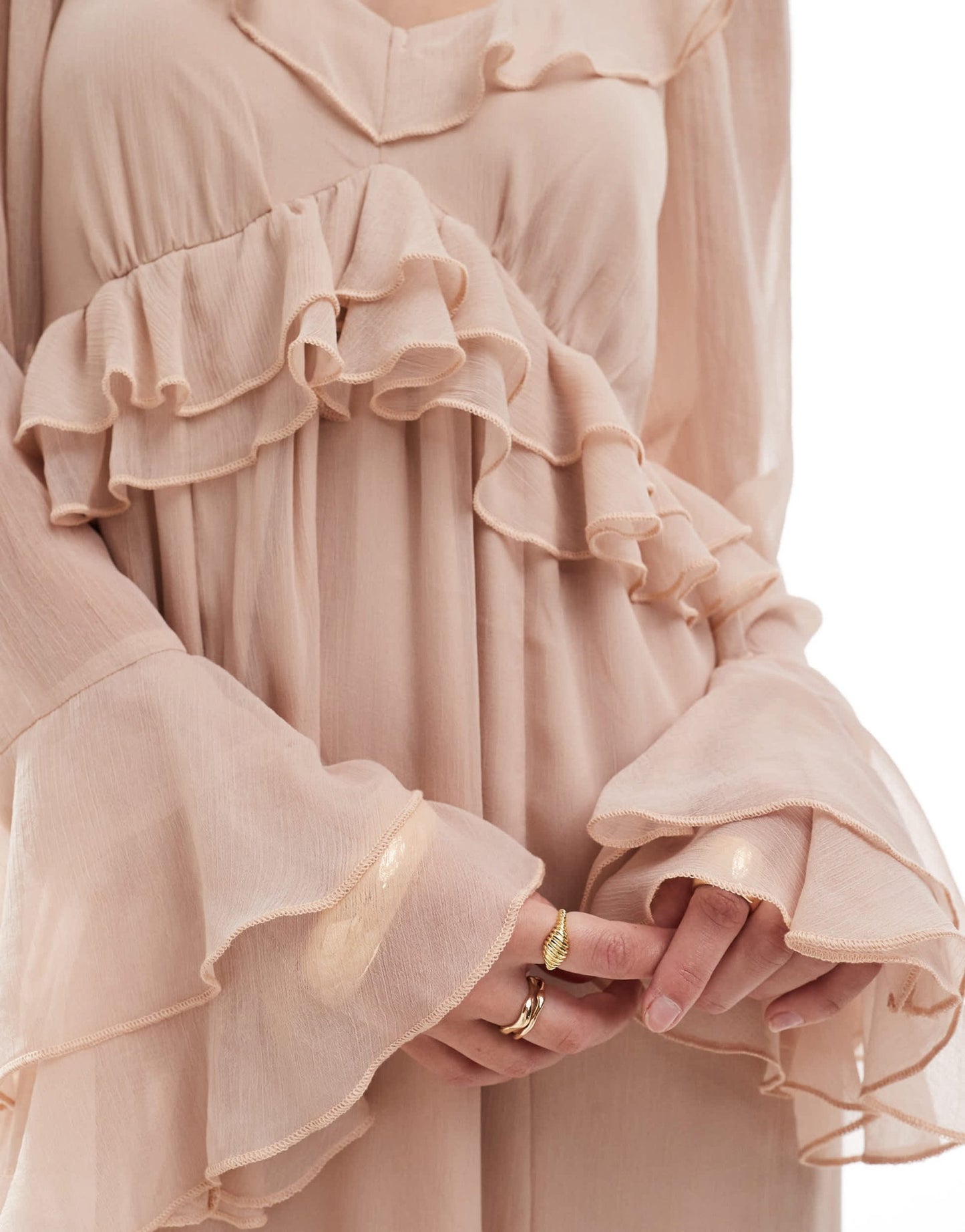 Miss Selfridge chiffon ruffle maxi dress in pink - ASOS Sample Sale