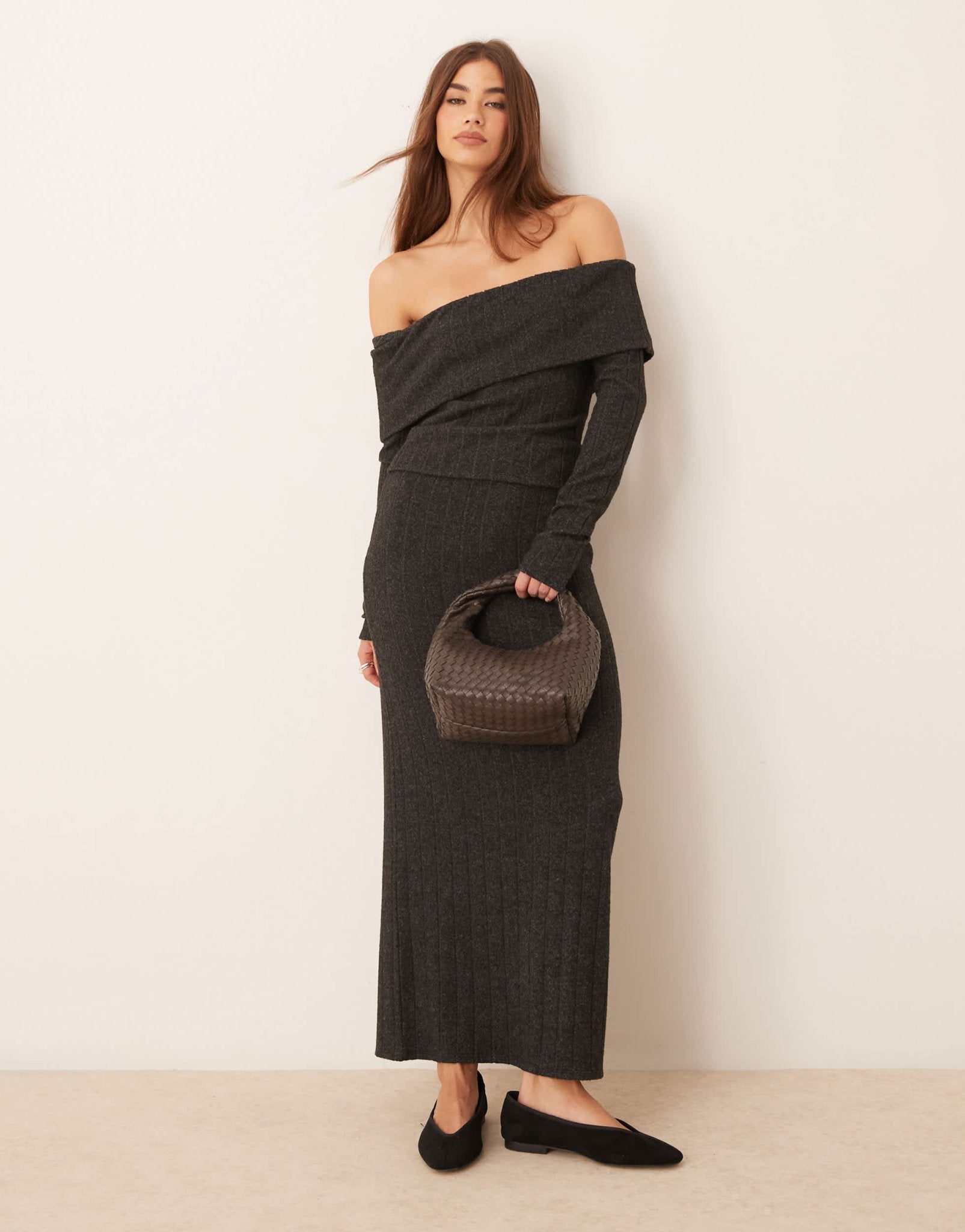 Miss Selfridge chunky brushed rib bardot top - ASOS Sample Sale