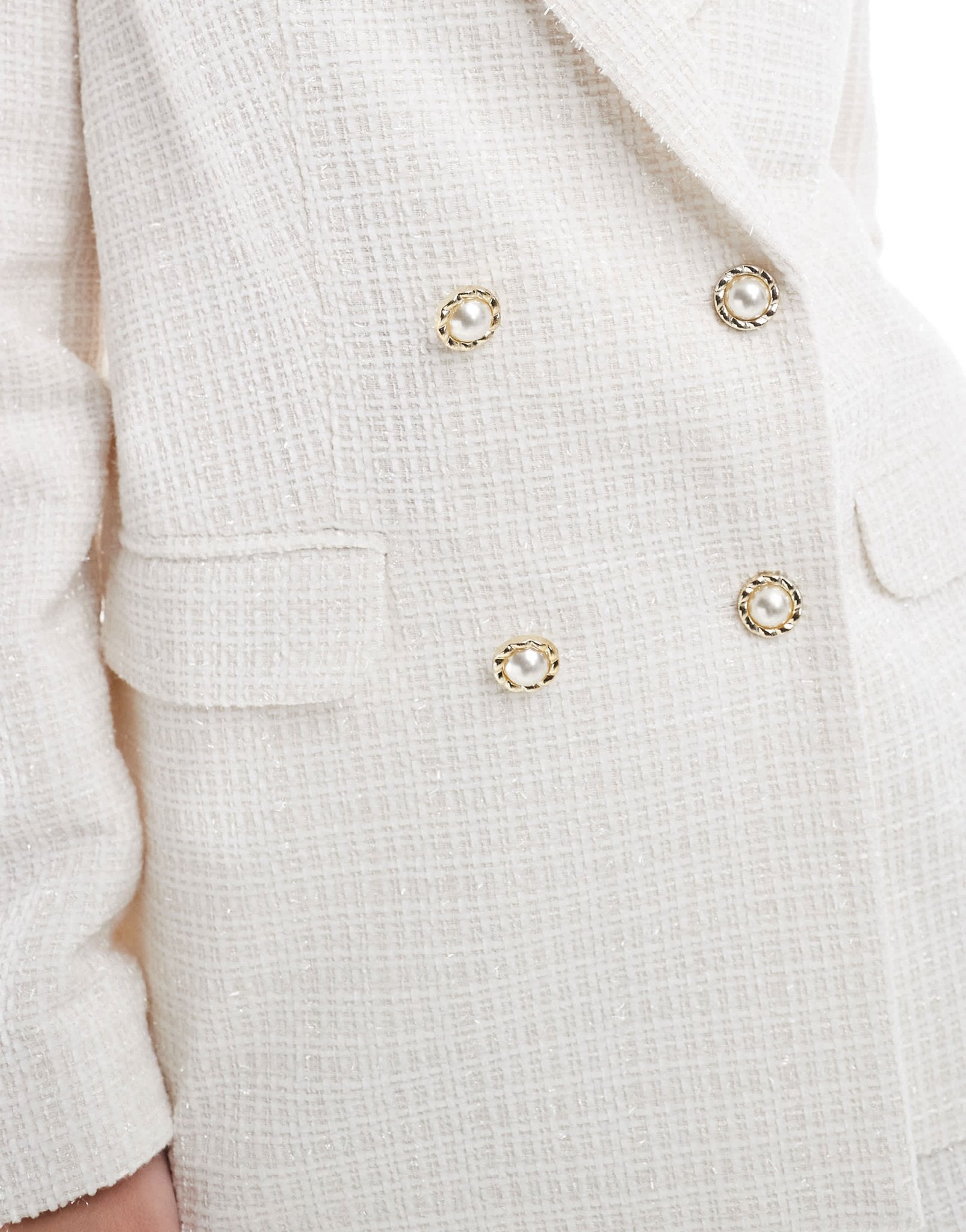 Miss Selfridge co - ord boucle double breasted blazer in ivory - ASOS Sample Sale