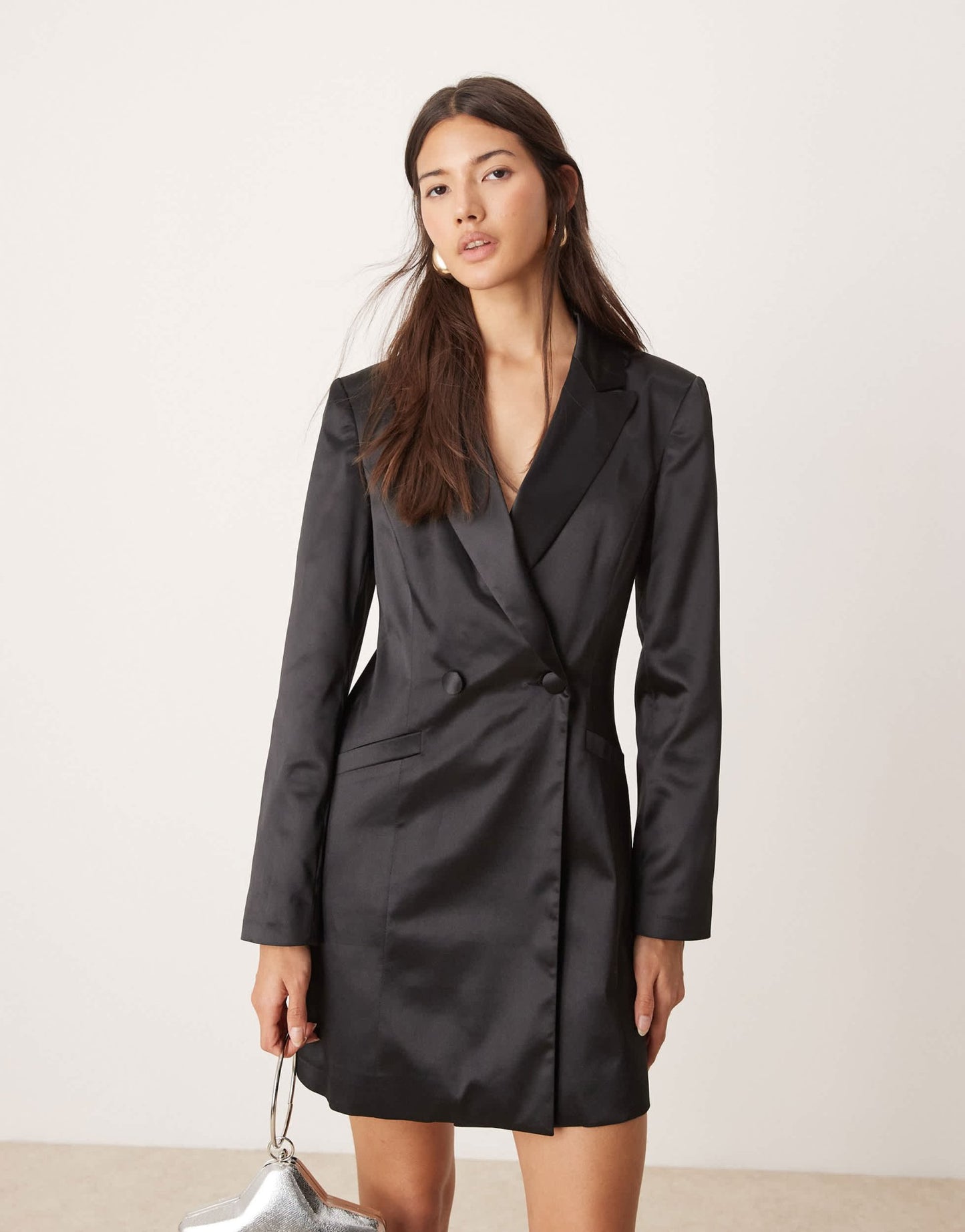 Miss Selfridge co - ord tailored satin blazer in black - ASOS Sample Sale