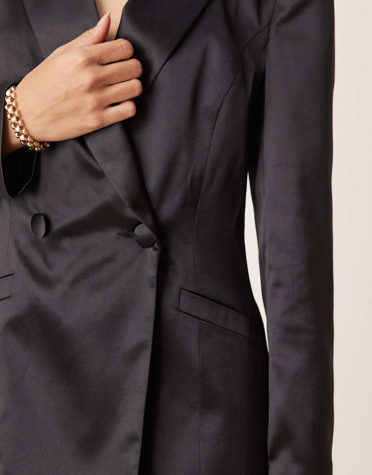 Miss Selfridge co - ord tailored satin blazer in black - ASOS Sample Sale