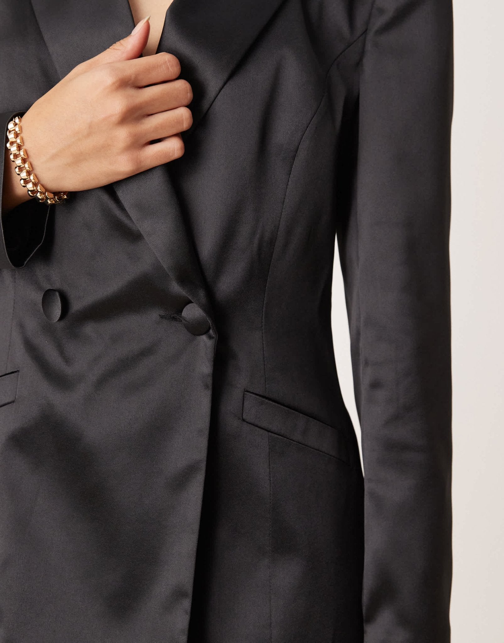 Miss Selfridge co - ord tailored satin blazer in black - ASOS Sample Sale