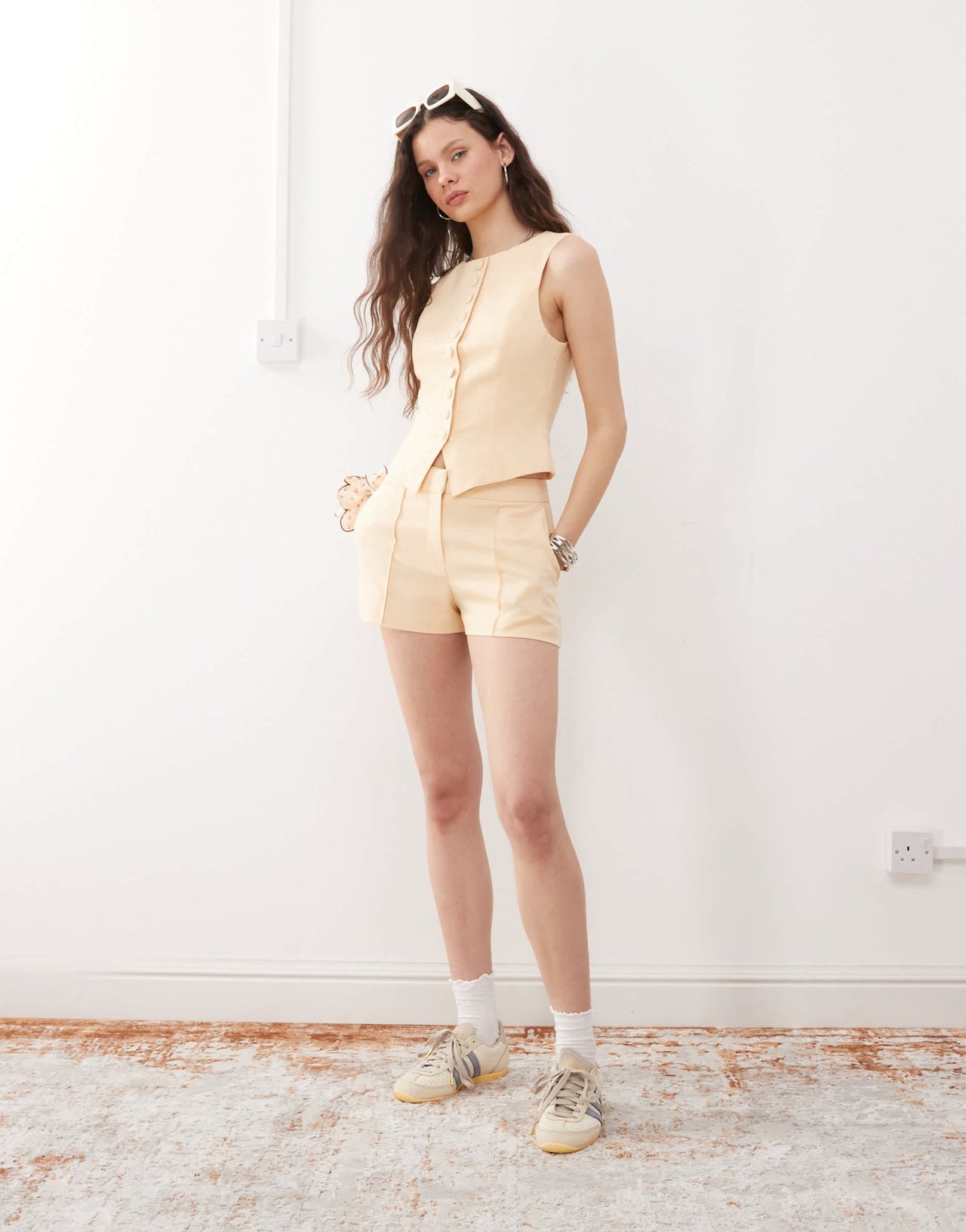 Miss Selfridge co - ord tailored short in buttermilk - ASOS Sample Sale
