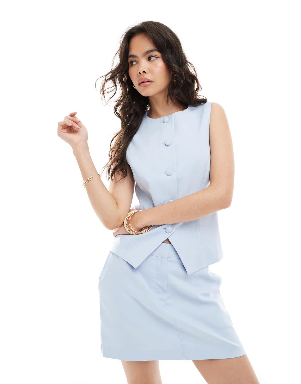 Miss Selfridge co-ord tailored waiscoat in blue - ASOS Sample Sale