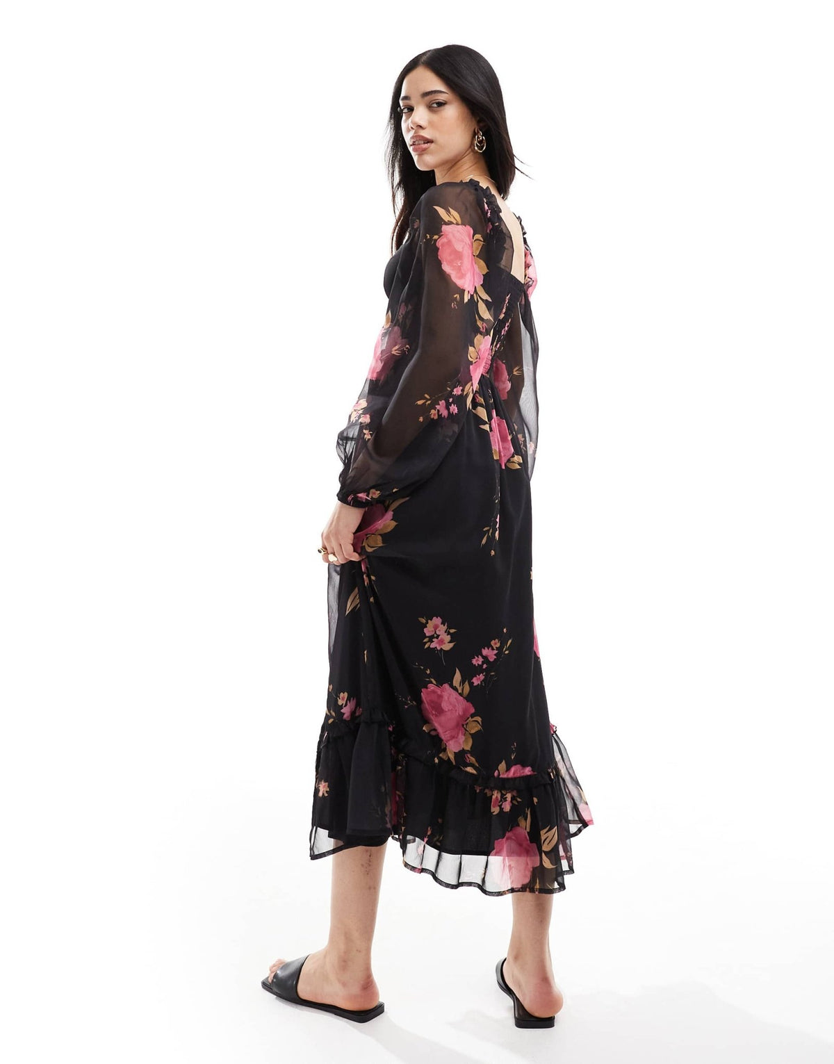 Miss Selfridge corset detail maxi dress in rose print - ASOS Sample Sale