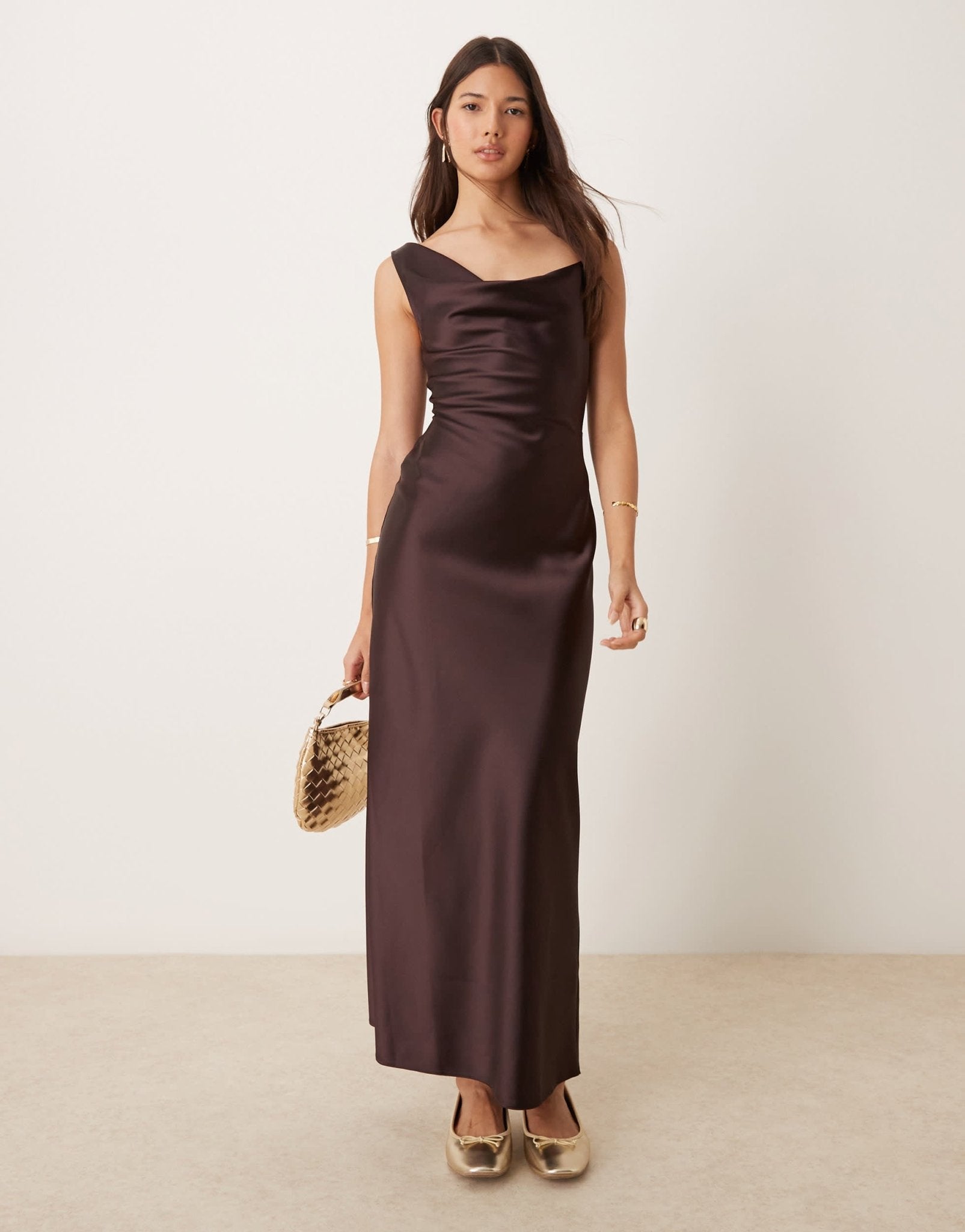 Miss Selfridge cowl neck satin midi slip dress - ASOS Sample Sale