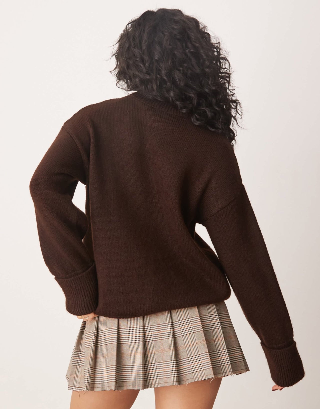 Miss Selfridge crew neck knitted jumper in brown - ASOS Sample Sale
