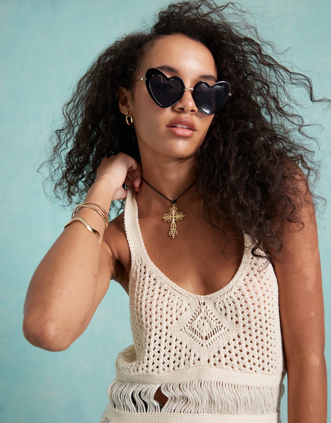 Miss Selfridge crochet fringe hem vest top in cream - ASOS Sample Sale