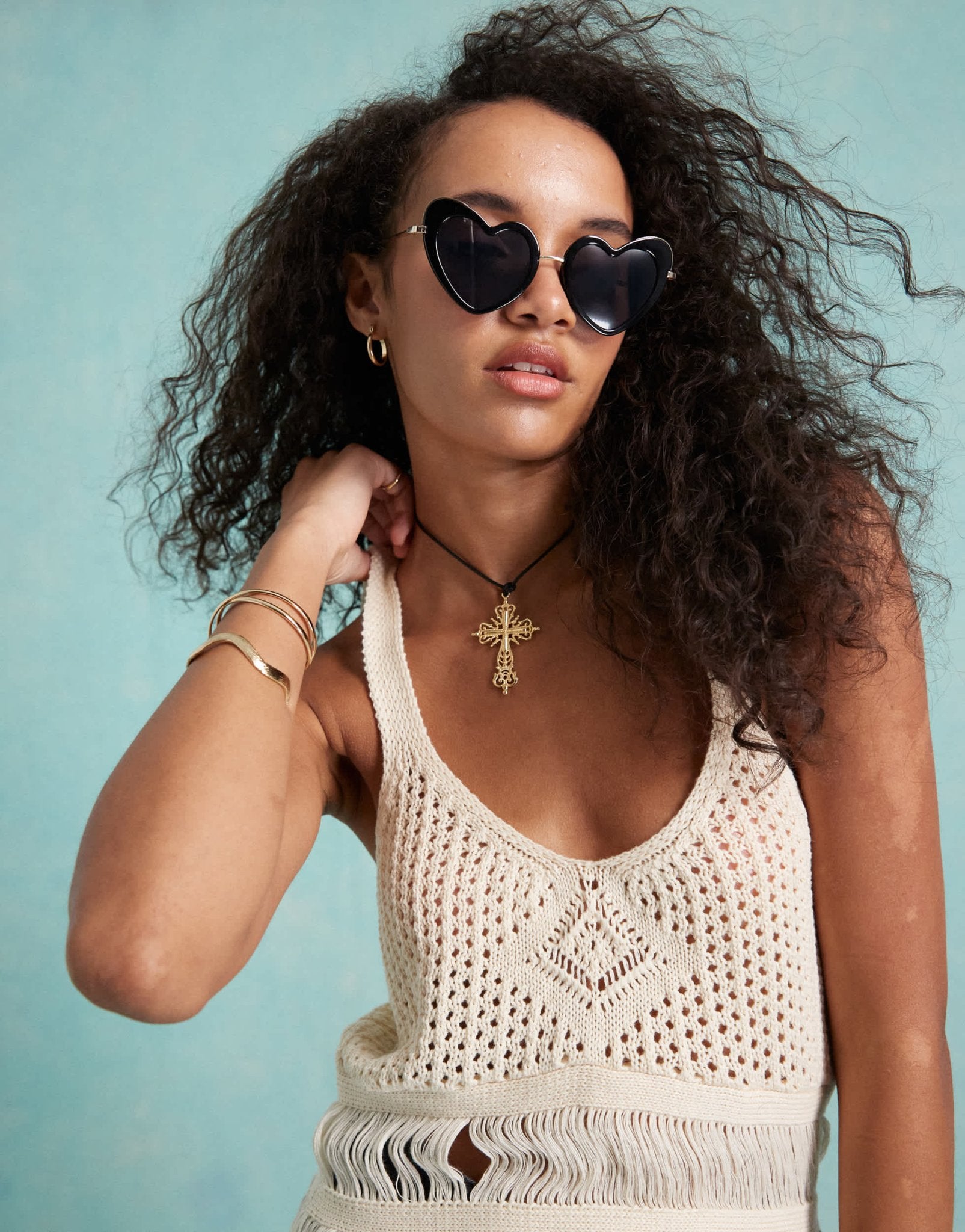 Miss Selfridge crochet fringe hem vest top in cream - ASOS Sample Sale
