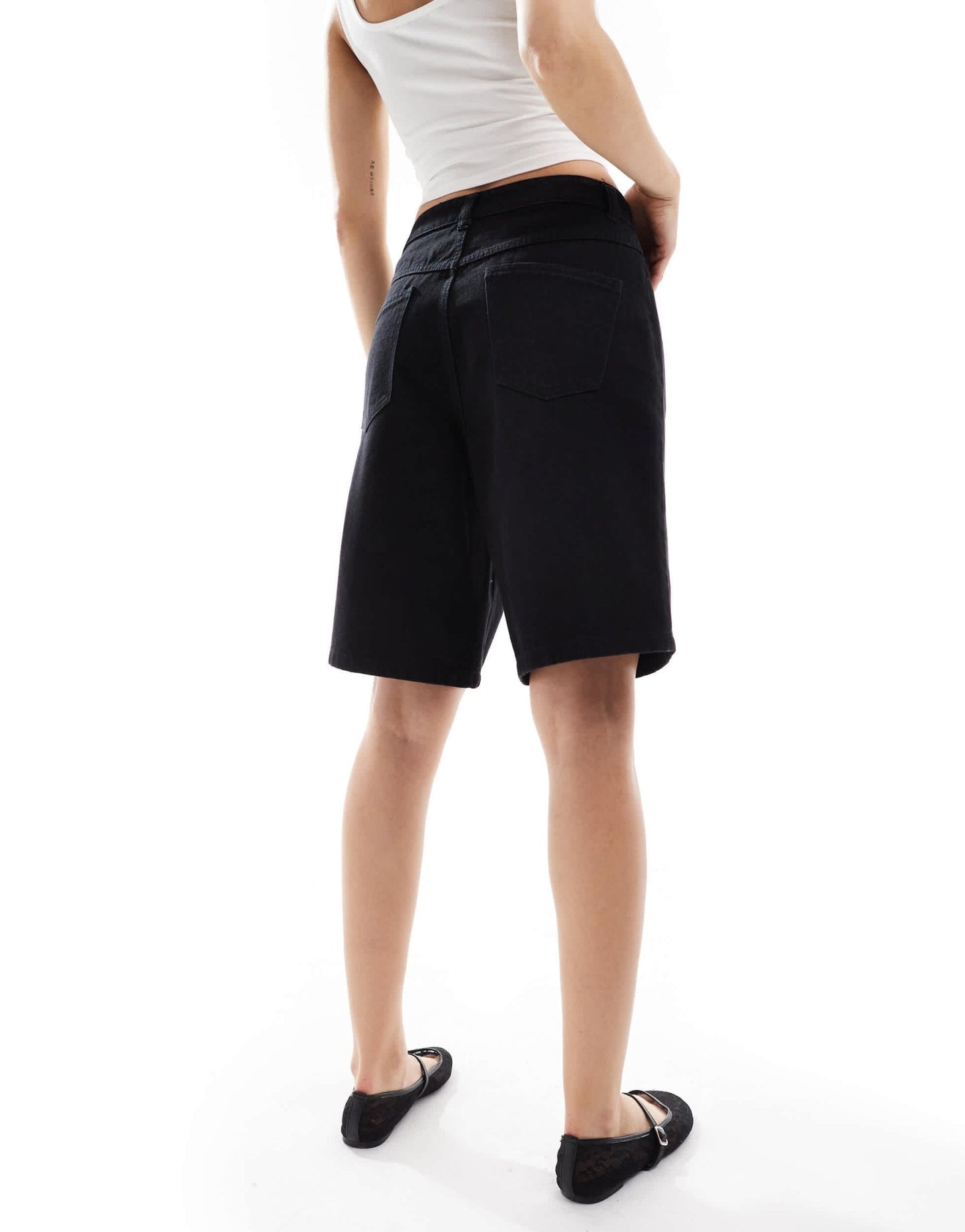 Miss Selfridge denim jort in black wash - ASOS Sample Sale