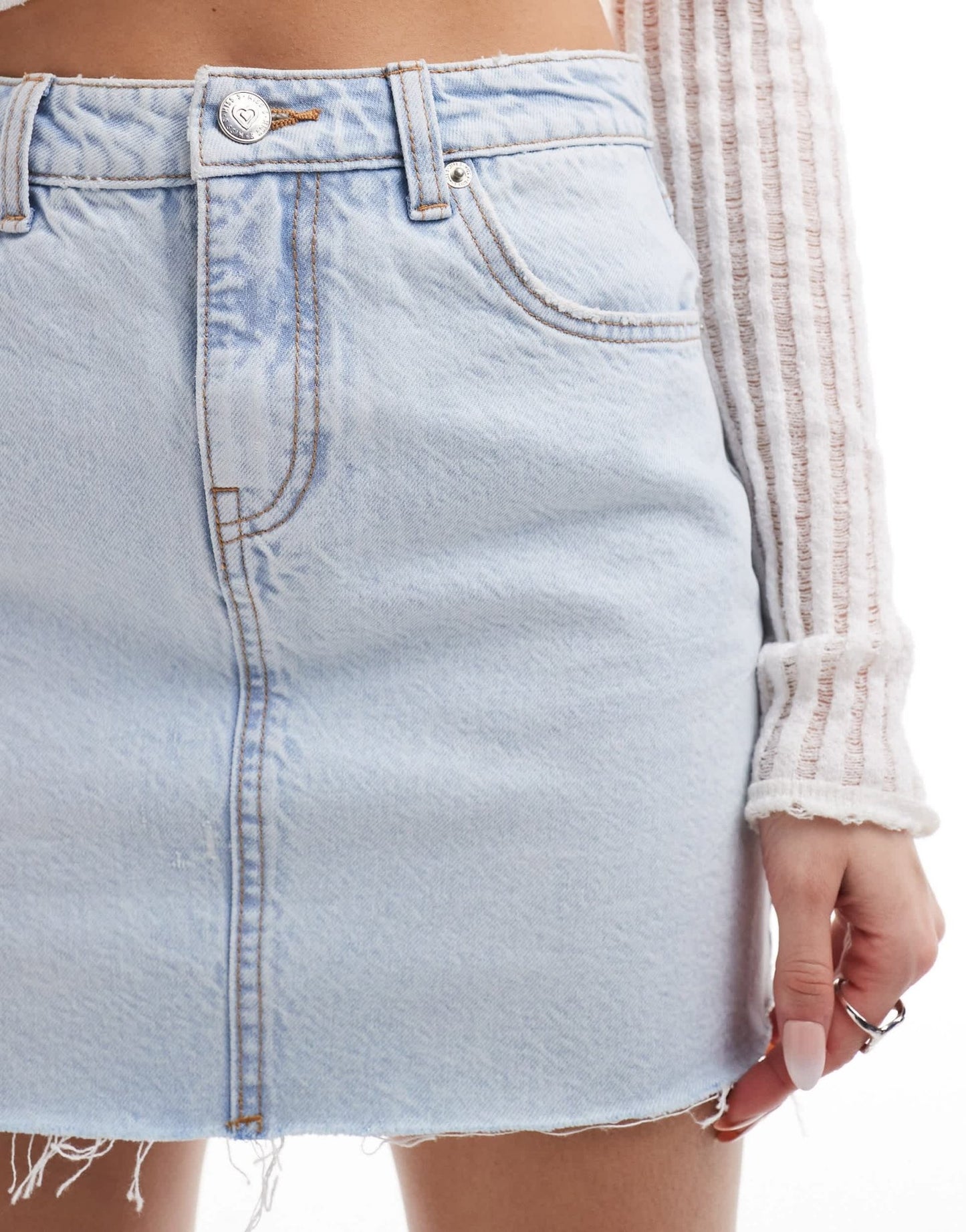 Miss Selfridge denim micro mini skirt in light wash - ASOS Sample Sale