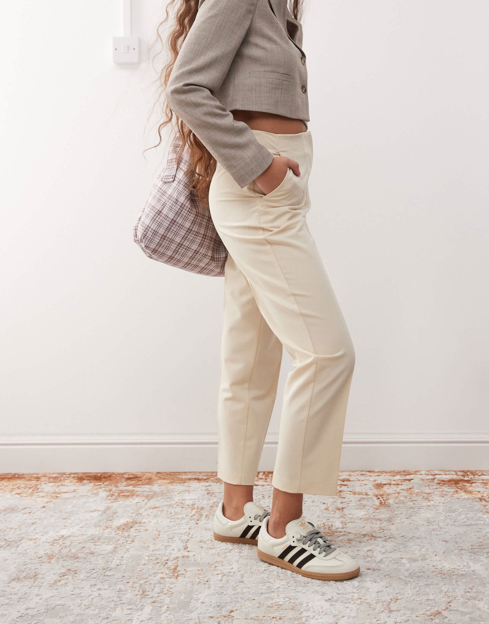 Miss Selfridge essentials cigarette trouser in beige - ASOS Sample Sale