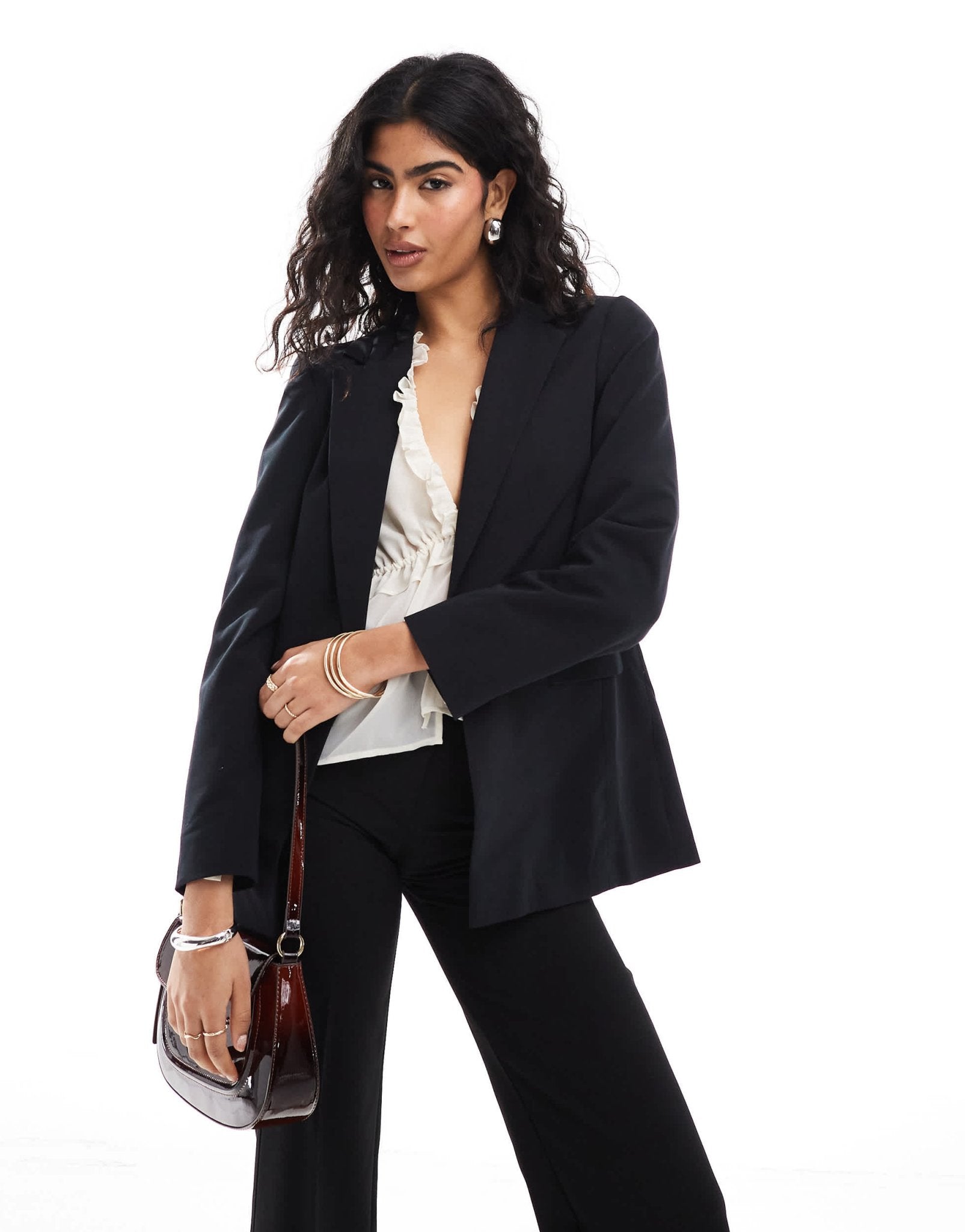 Miss Selfridge essentials edge to edge blazer in black - ASOS Sample Sale