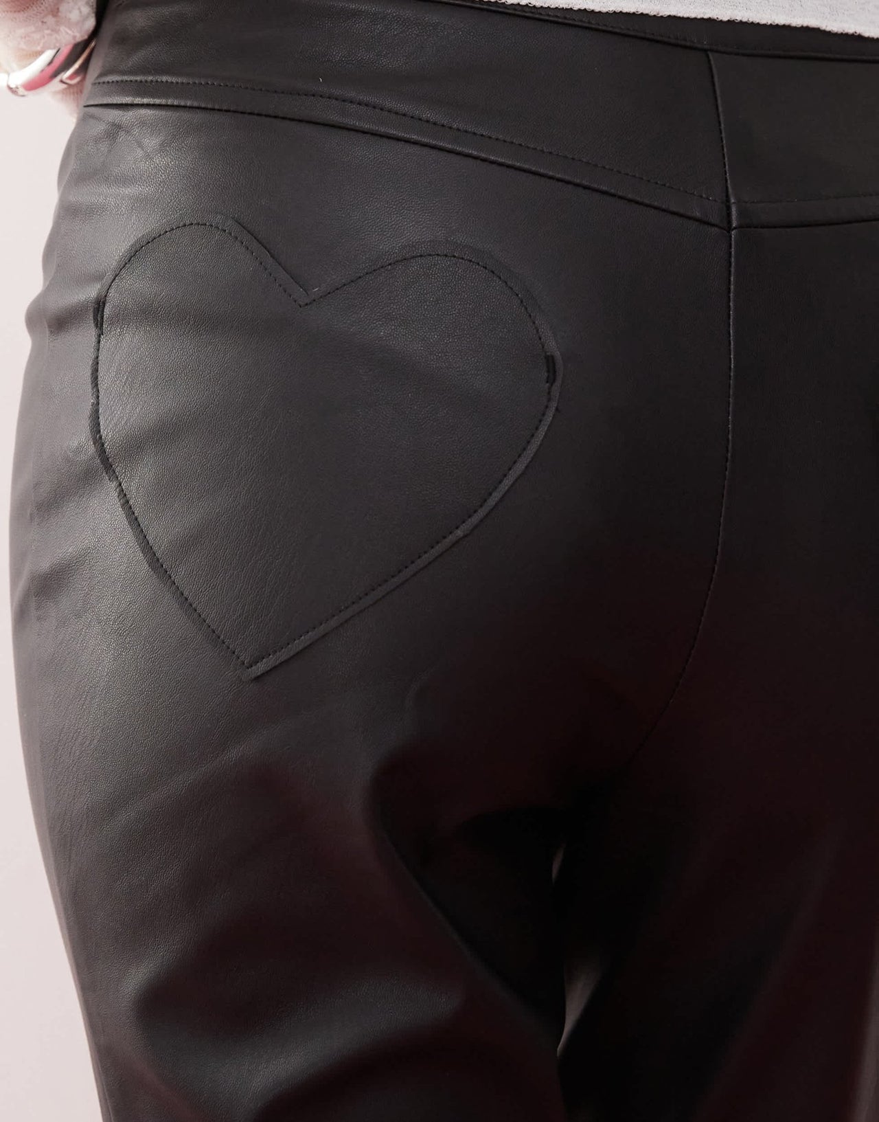 Miss Selfridge faux leather heart pocket flare trouser - ASOS Sample Sale