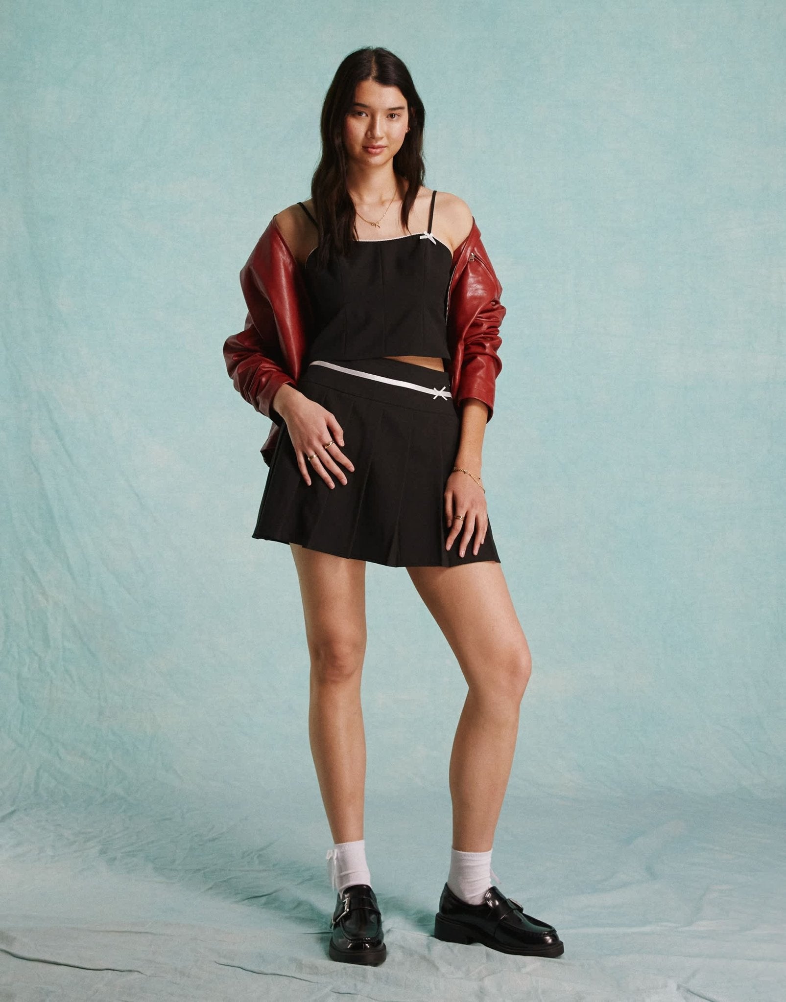 Miss Selfridge fitted bow detail corset top in black - ASOS Sample Sale