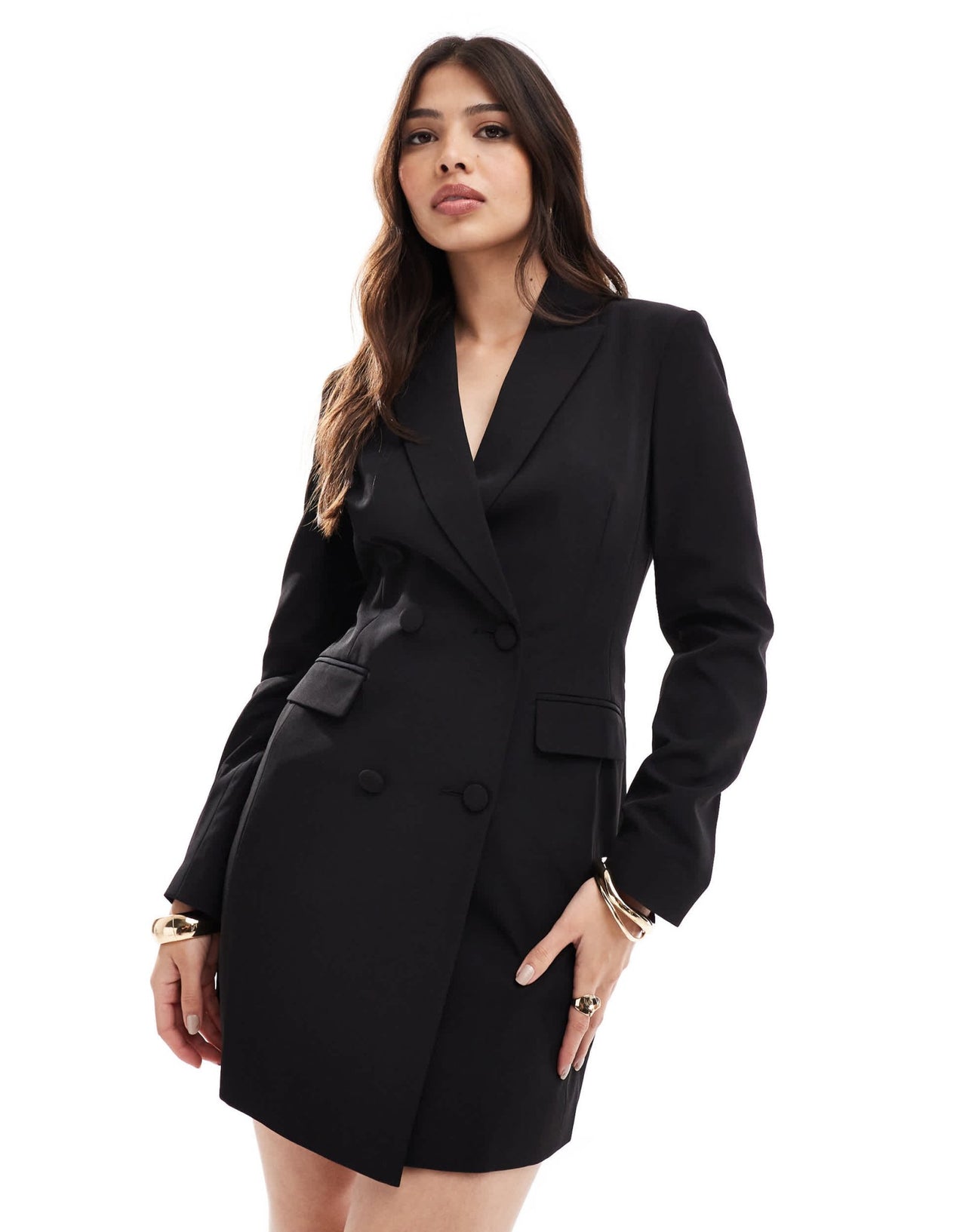 Miss Selfridge fitted waist blazer dress in black - ASOS Sample Sale