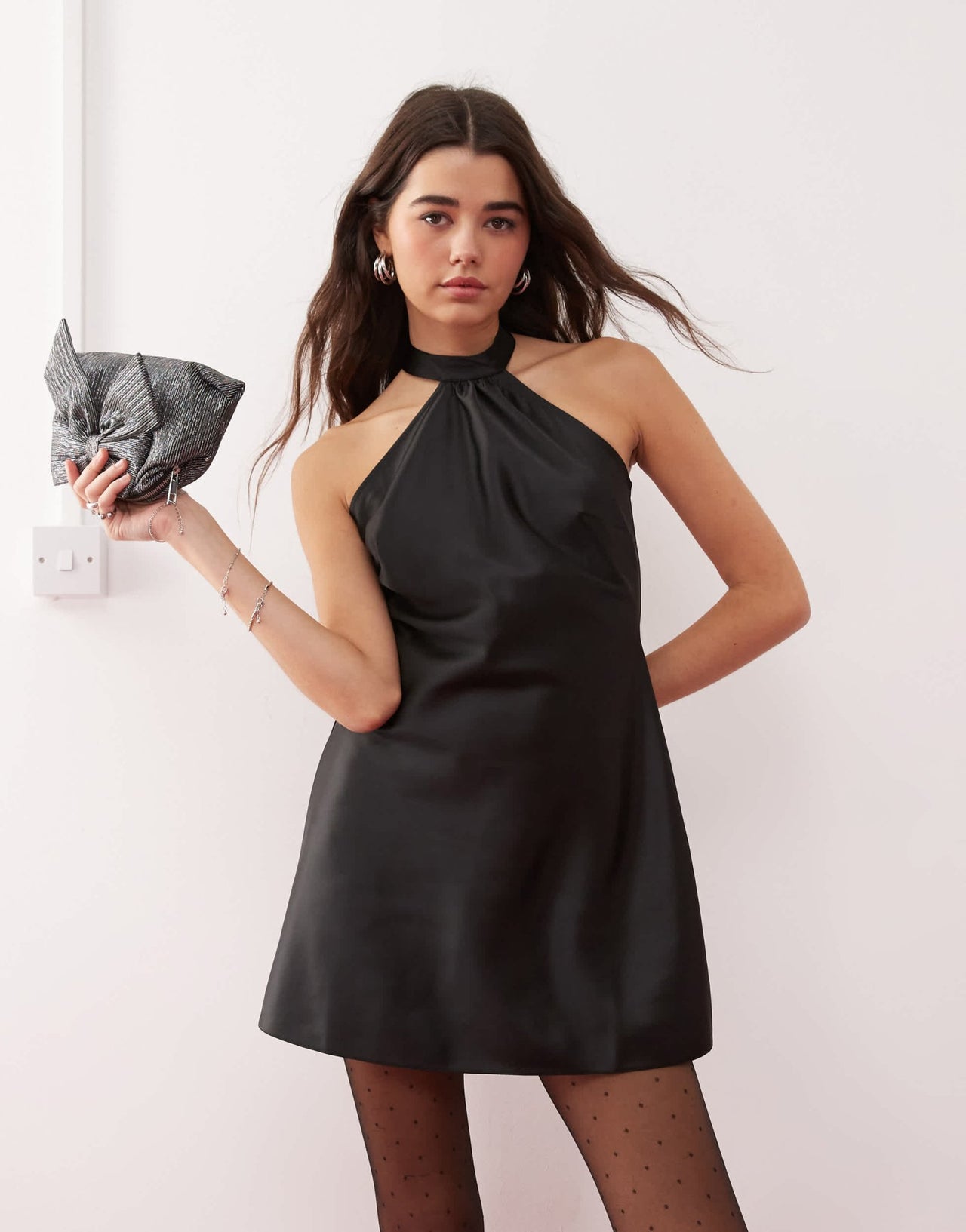 Miss Selfridge halter mini dress in black - ASOS Sample Sale