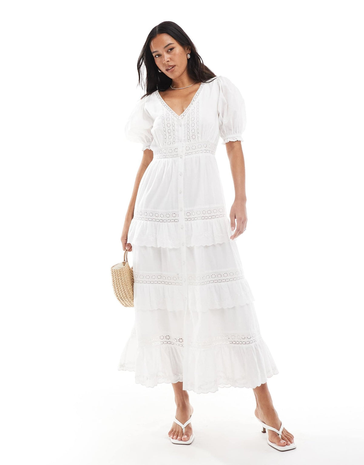 Miss Selfridge heritage maxi dress in white - ASOS Sample Sale