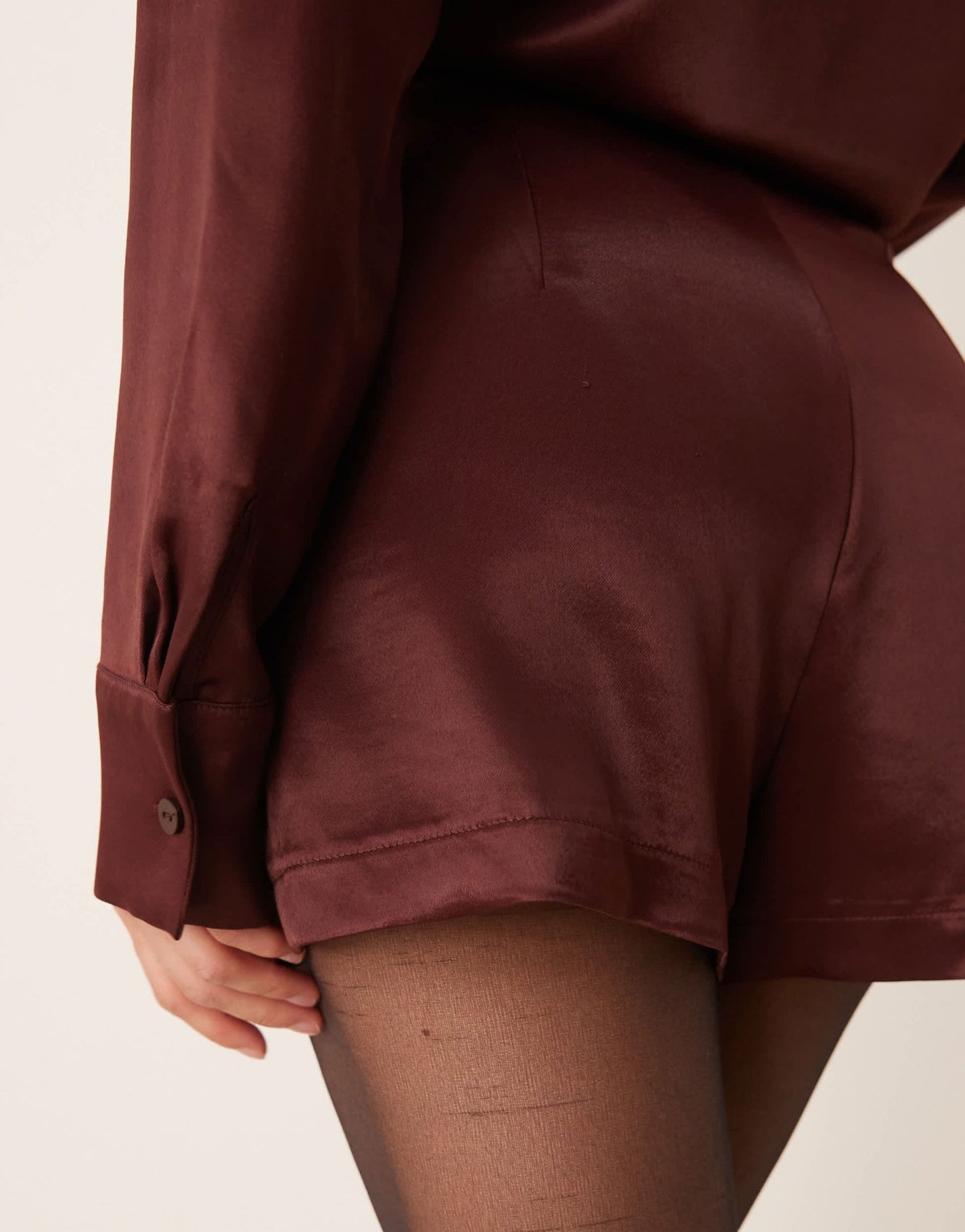 Miss Selfridge high waisted satin shorts in chocolate - ASOS Sample Sale