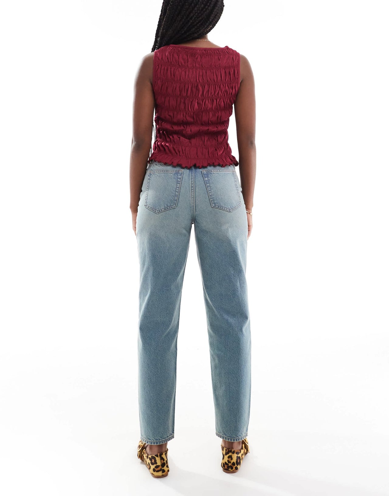 Miss Selfridge highwaist mom jean in dirty wash - ASOS Sample Sale