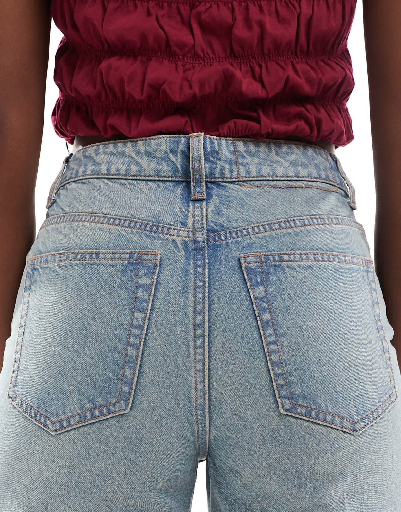 Miss Selfridge highwaist mom jean in dirty wash - ASOS Sample Sale