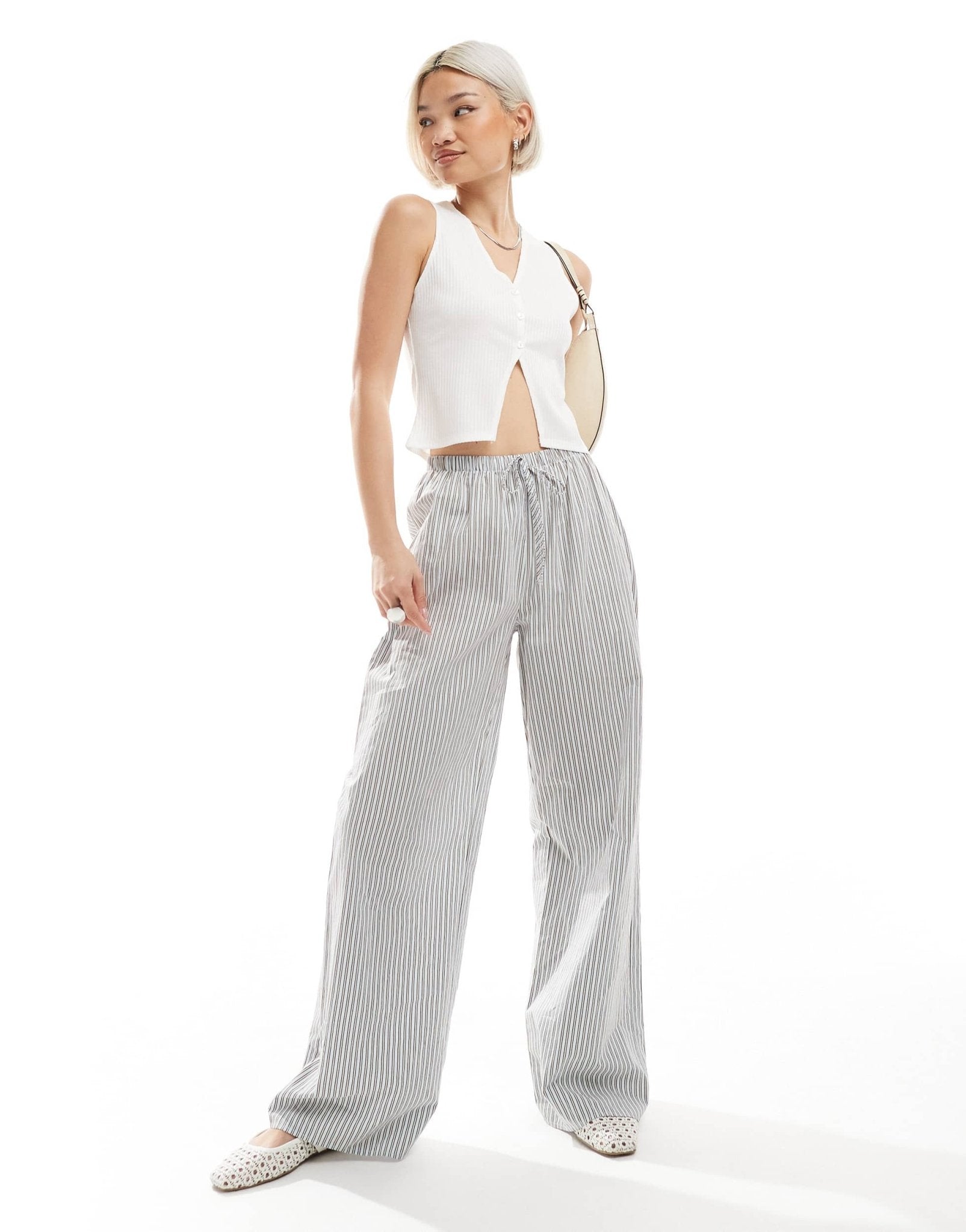 Miss Selfridge jersey ribbed waistcoat in ivory - ASOS Sample Sale