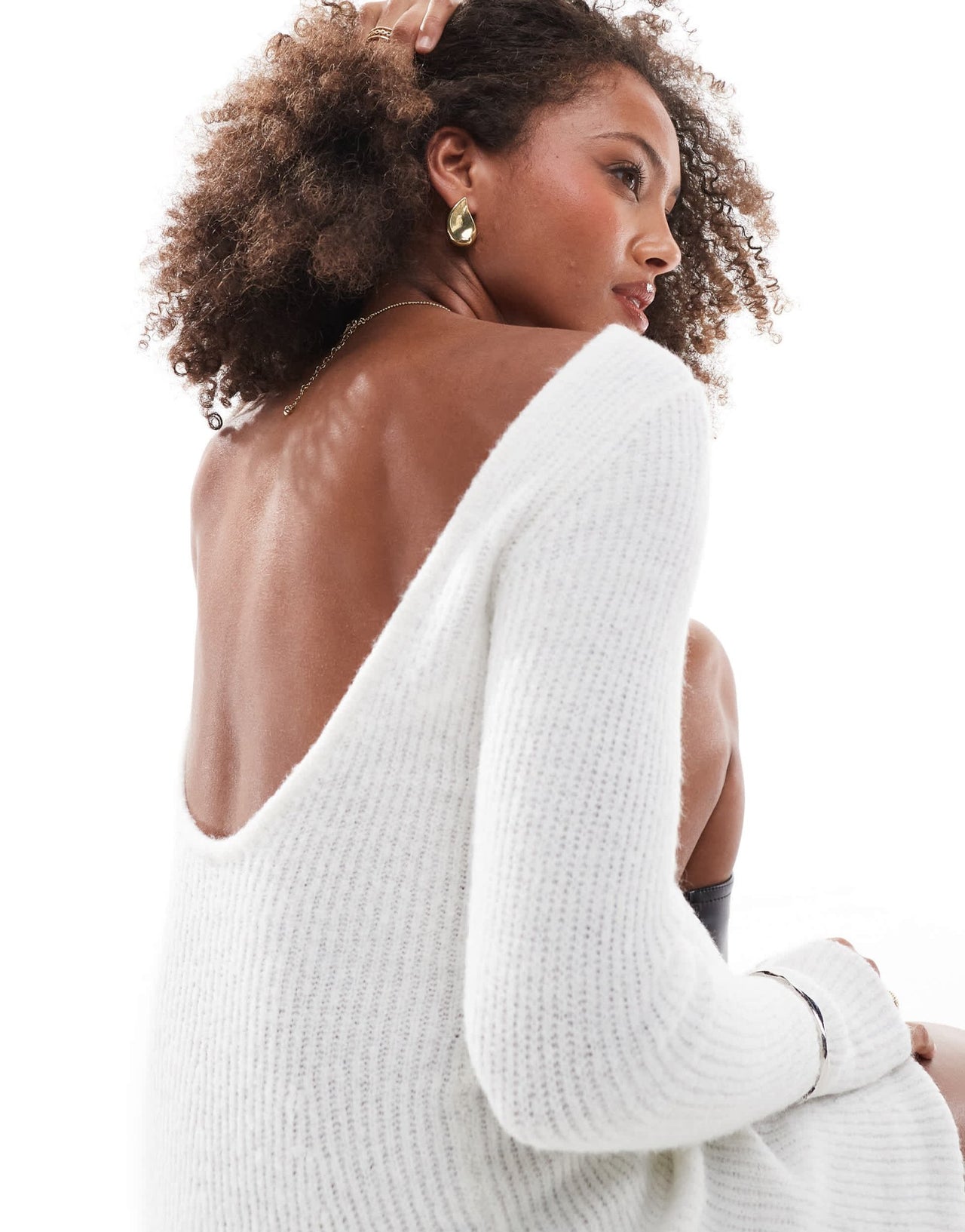 Miss Selfridge knitted flippy dress in cream - ASOS Sample Sale