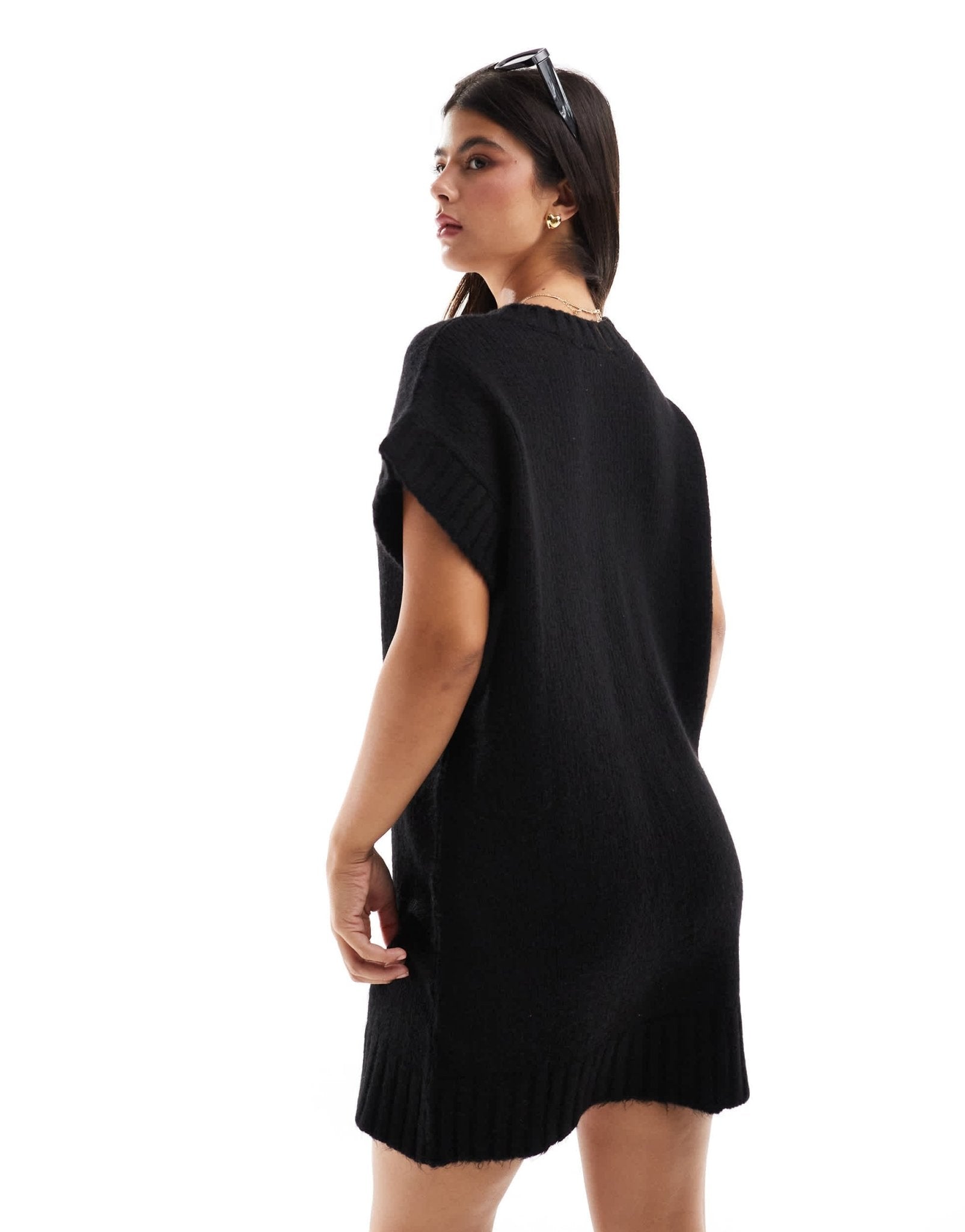 Miss Selfridge knitted vest mini dress in black - ASOS Sample Sale