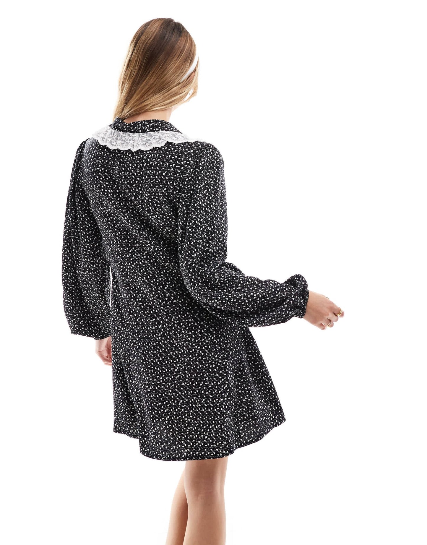 Miss Selfridge lace collar mini tea dress in polka dot - ASOS Sample Sale