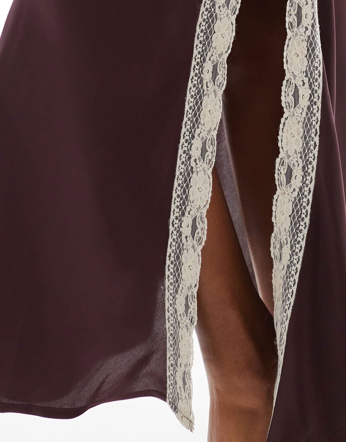 Miss Selfridge lace insert cami maxi dress in brown - ASOS Sample Sale