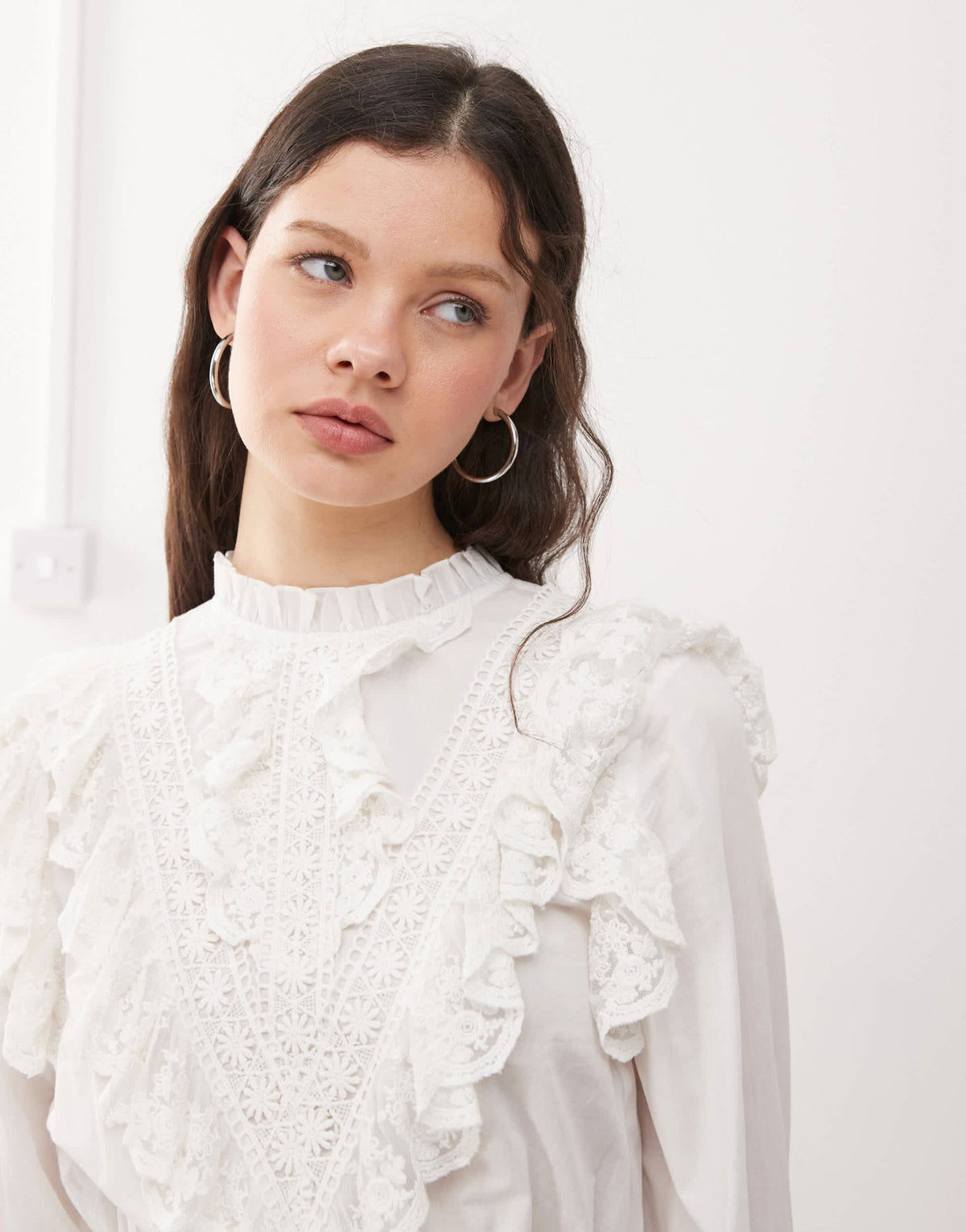 Miss Selfridge lace trim heritage woven mini dress in white - ASOS Sample Sale