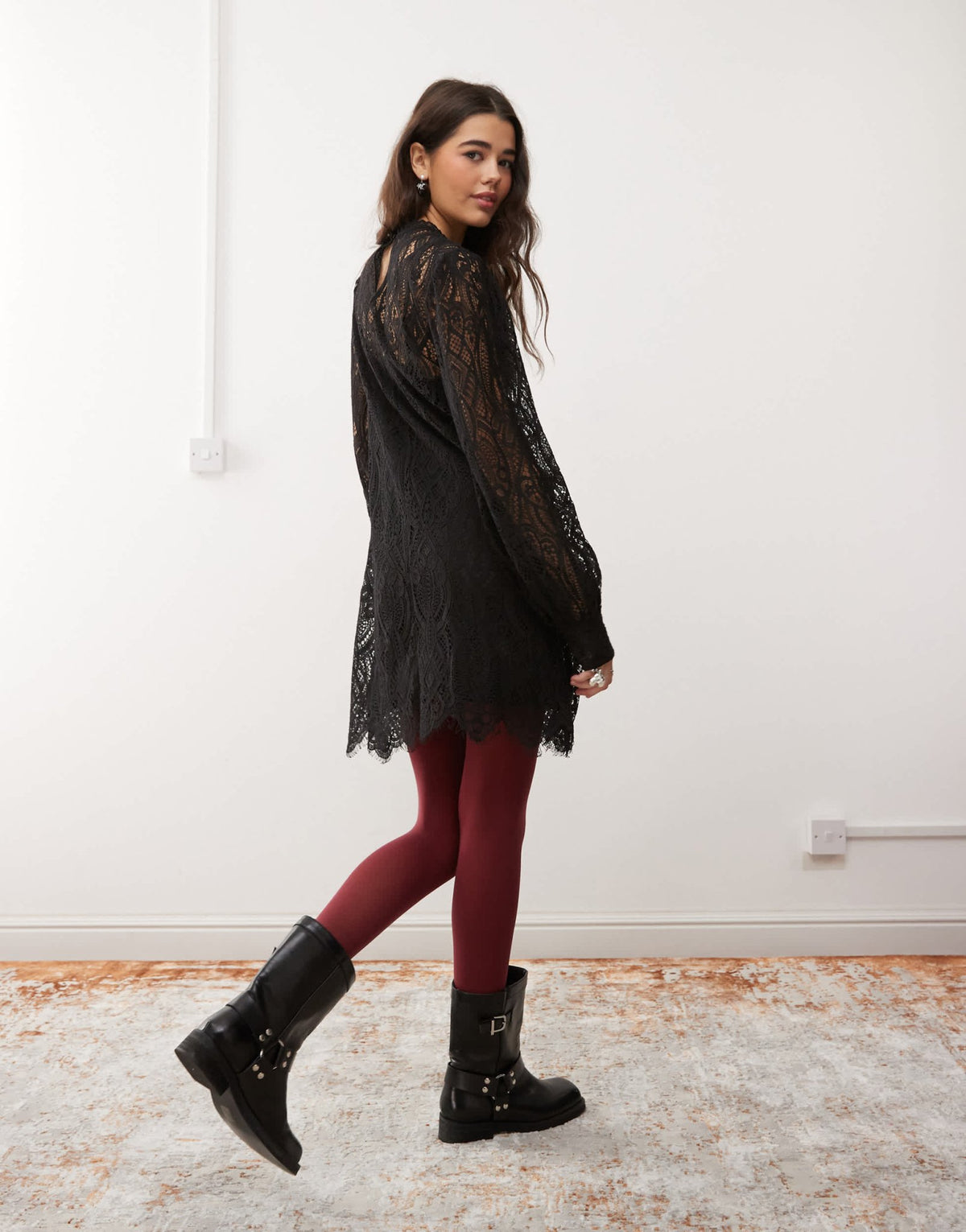 Miss Selfridge lace victoriana mini dress in black - ASOS Sample Sale