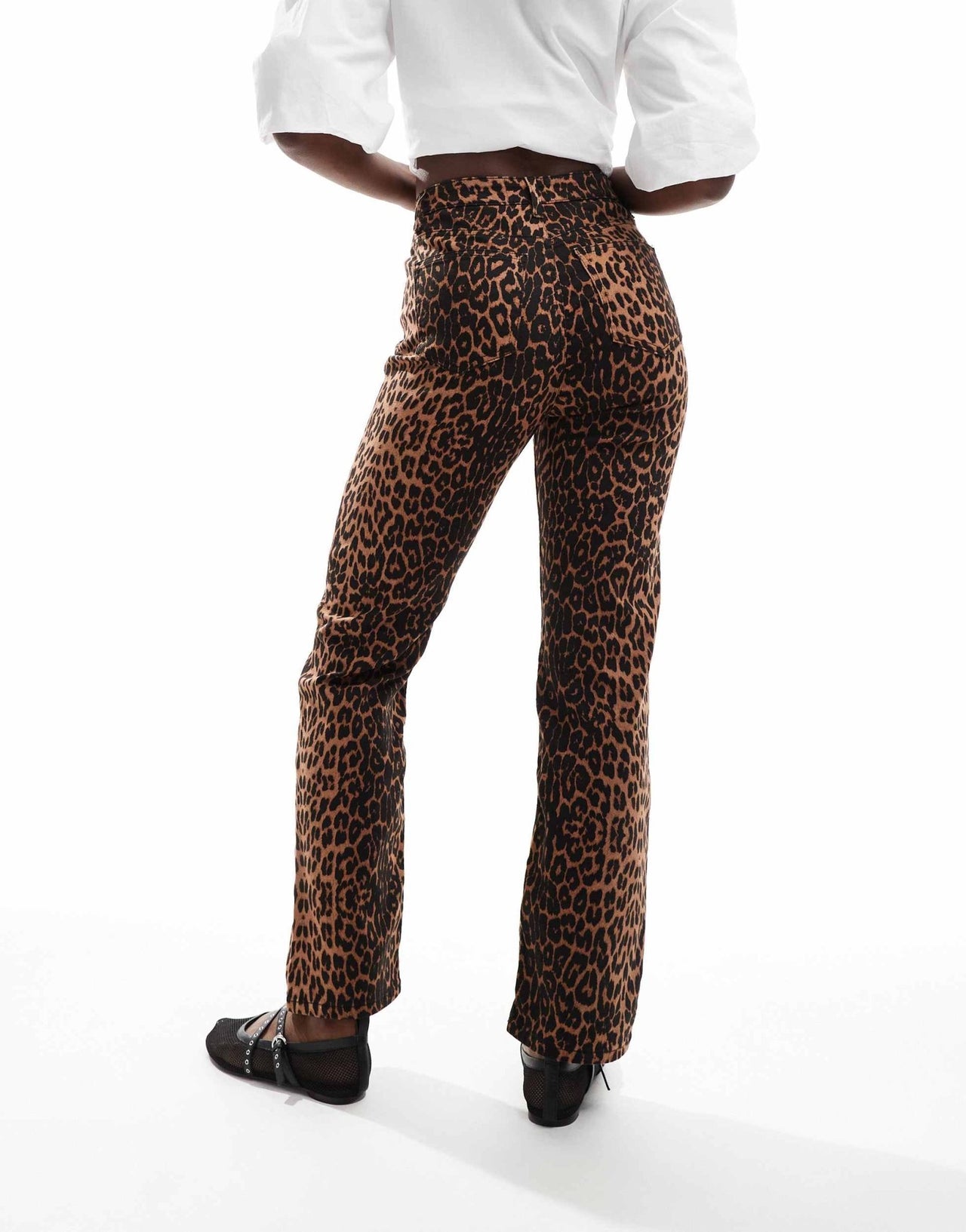 Miss Selfridge leopard straight leg jean - ASOS Sample Sale