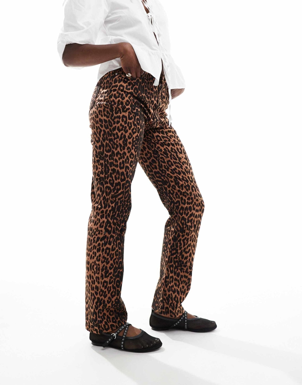 Miss Selfridge leopard straight leg jean - ASOS Sample Sale